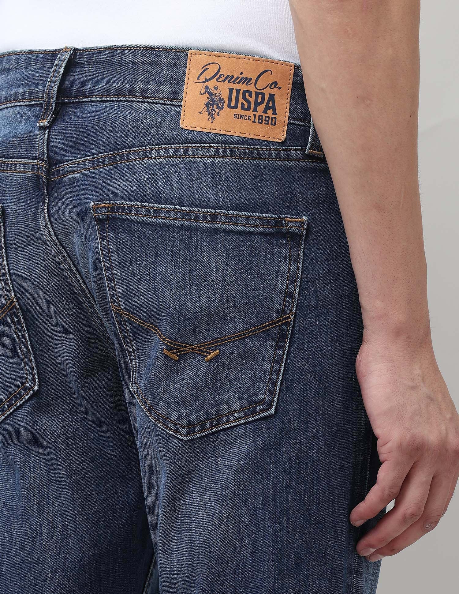 Henry Tapered Fit Blue Jeans Rags Wash - U.S. POLO ASSN. | Large