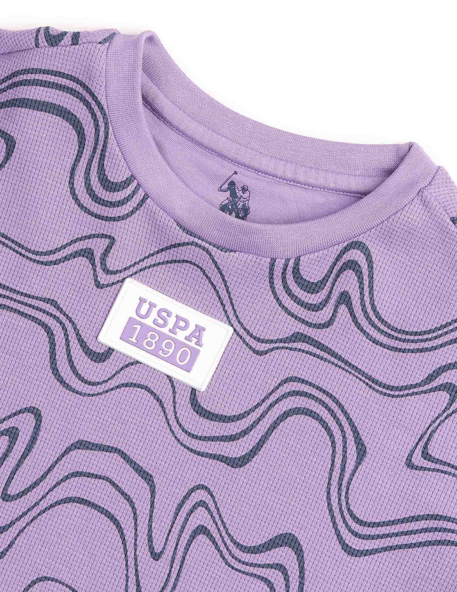 Boys Abstract Printed Regular Fit T-Shirt Light Purple - U.S. POLO ASSN. | Large