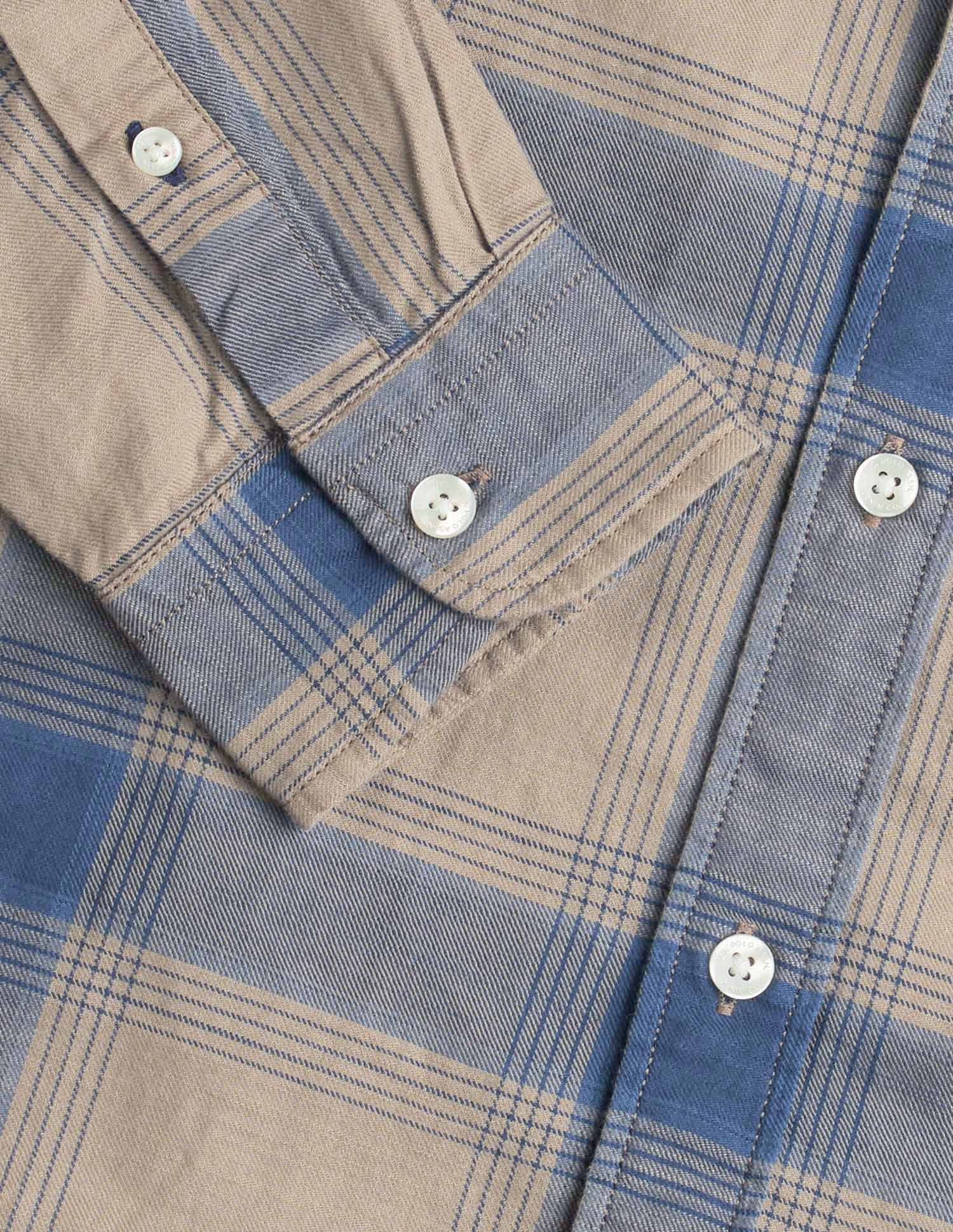Windowpane Checked Pure Cotton Shirt Khaki - U.S. Polo Assn. India | Large