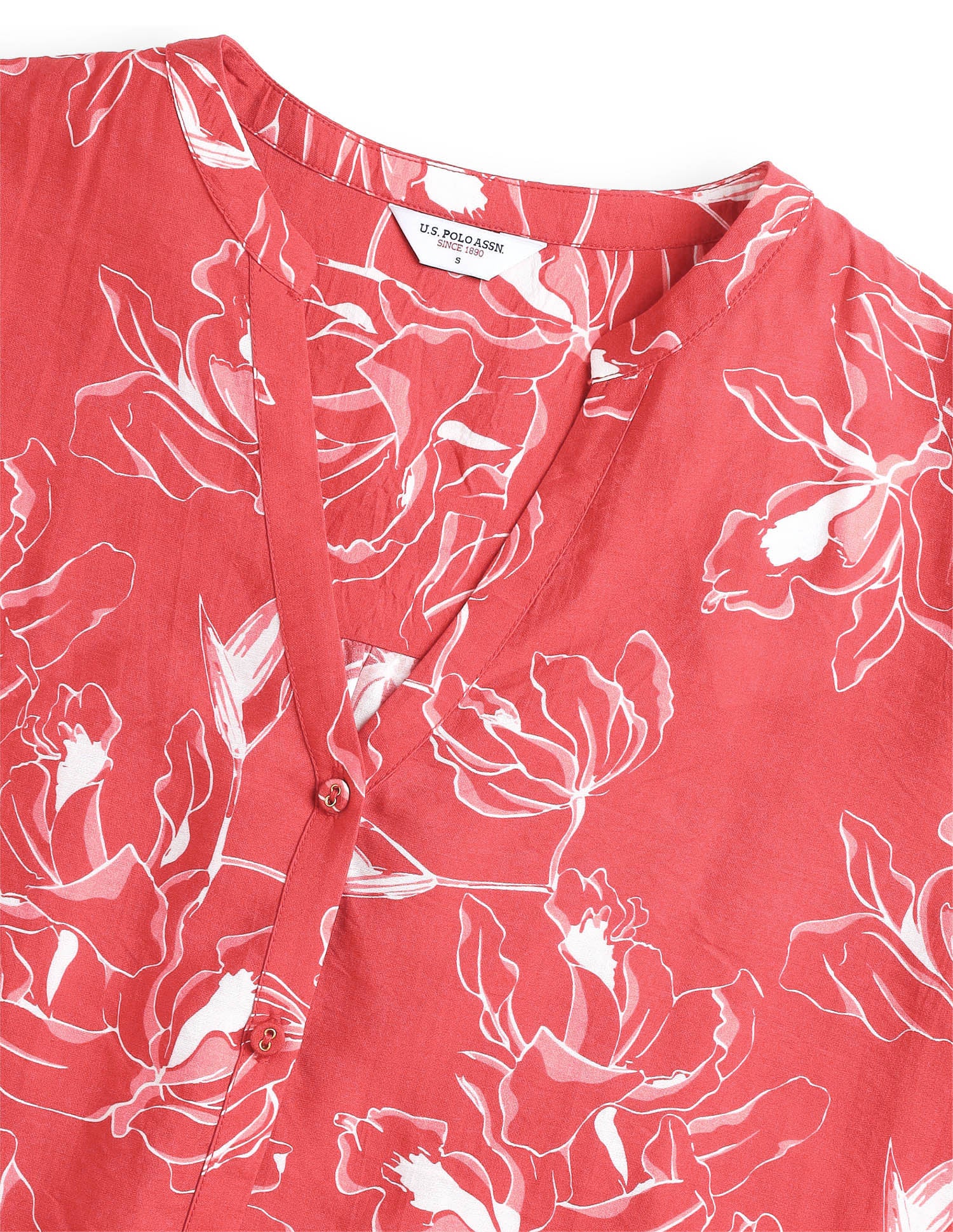 Floral Printed Relaxed Fit Top Red - U.S. Polo Assn. India | Large