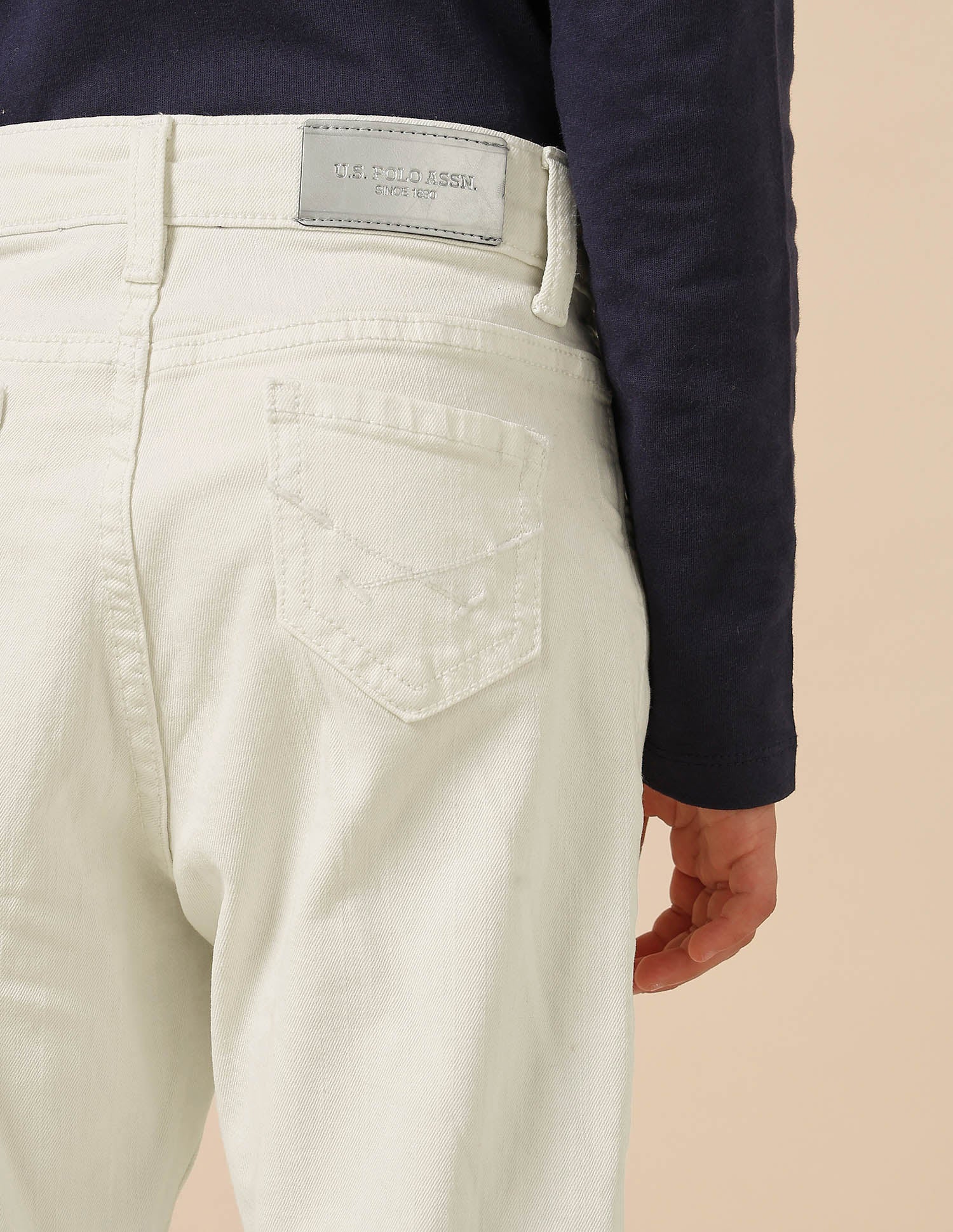 Girls Stars Rhinestone Embellished Jeans White - U.S. POLO ASSN. | Large