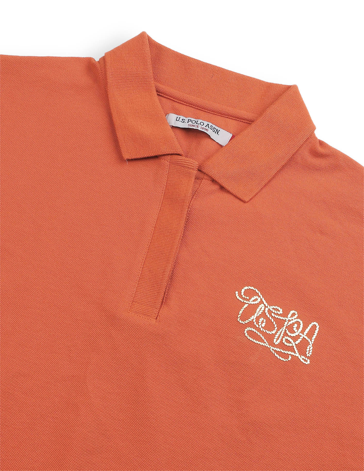 Extended Sleeves Boxy Fit Polo Shirt Orange - U.S. Polo Assn. India | Large