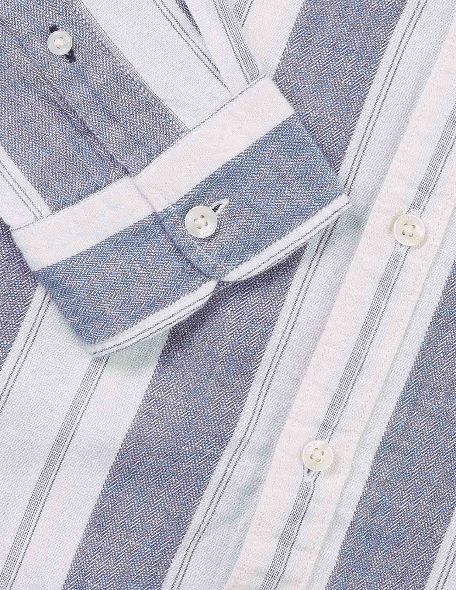 Vertical Striped Regular Fit Dobby Shirt Blue - U.S. Polo Assn. India | Large