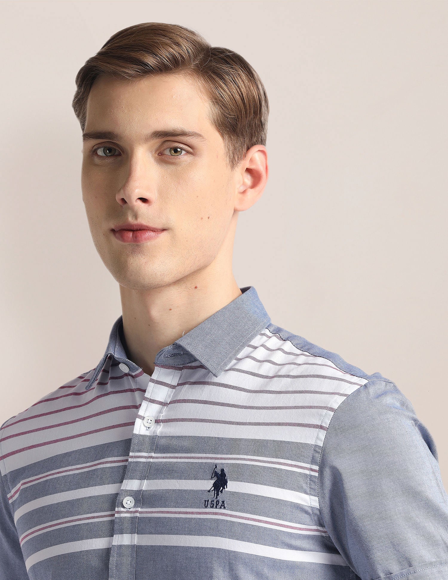 Horizontal Stripe Oxford Shirt Blue - U.S. Polo Assn. India | Large