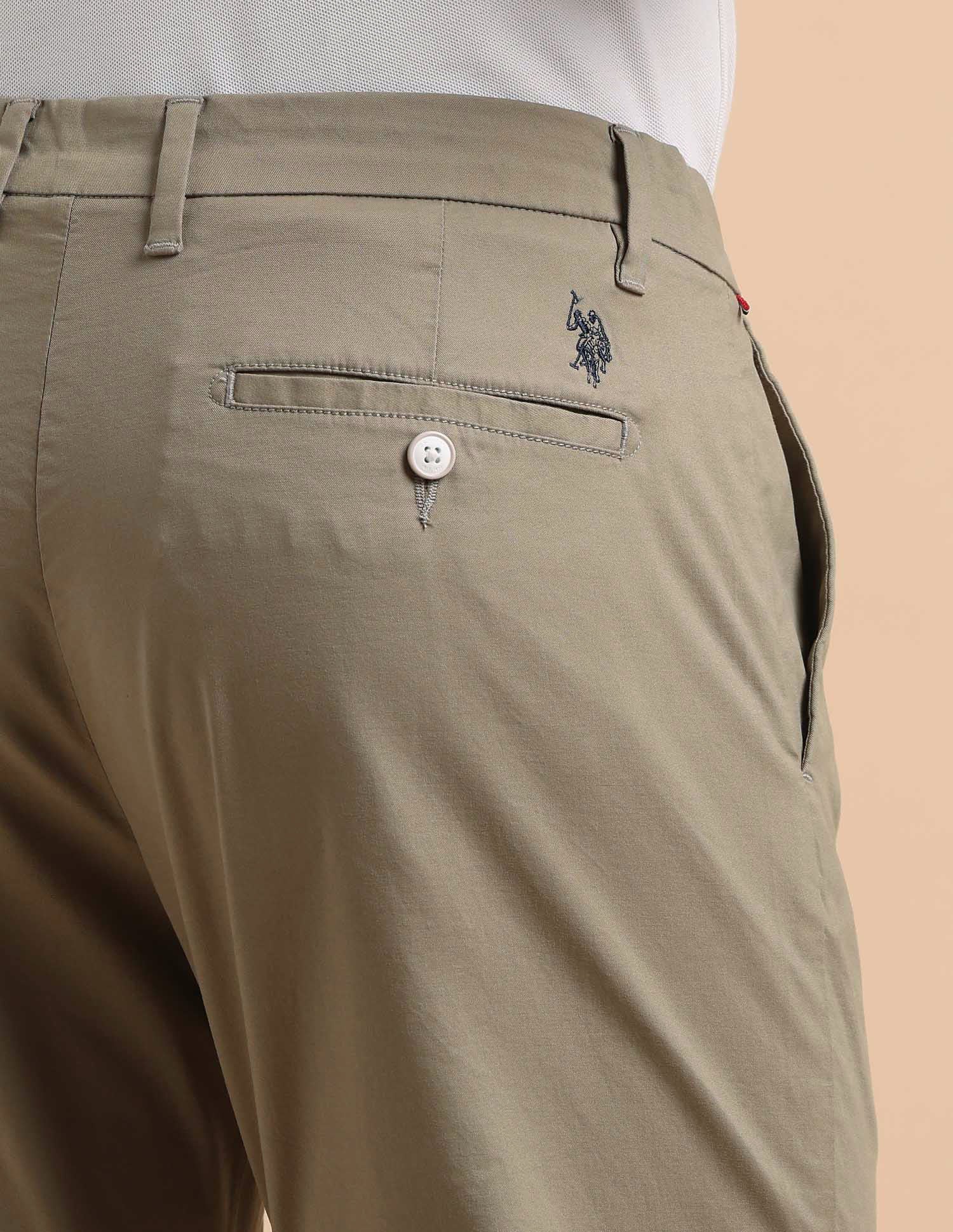 Satin Slim Fit Trousers Khaki - U.S. POLO ASSN. | Large