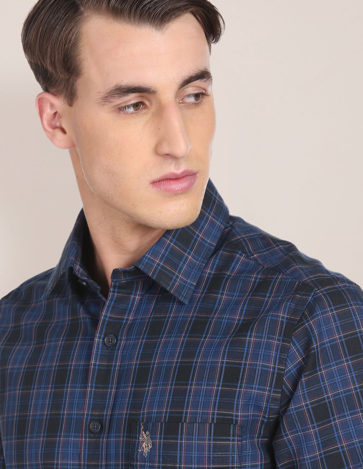 Spread Collar Short Sleeve Casual Shirt NAVY - U.S. Polo Assn. India | Large