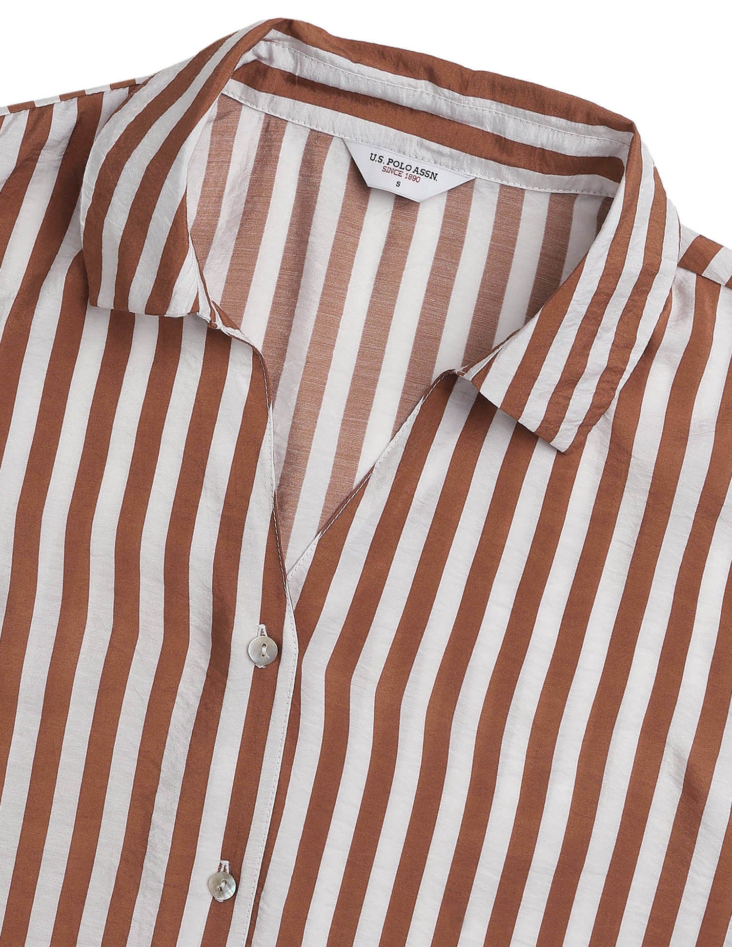 Vertical Striped Regular Fit Shirt Brown - U.S. Polo Assn. India | Large