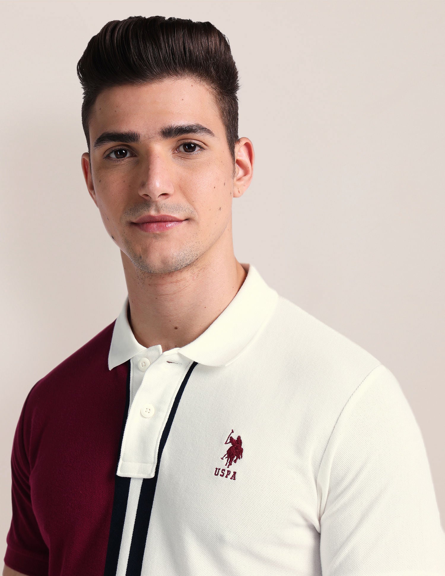 Slim Fit Colour Block Polo Shirt Maroon - U.S. Polo Assn. India | Large