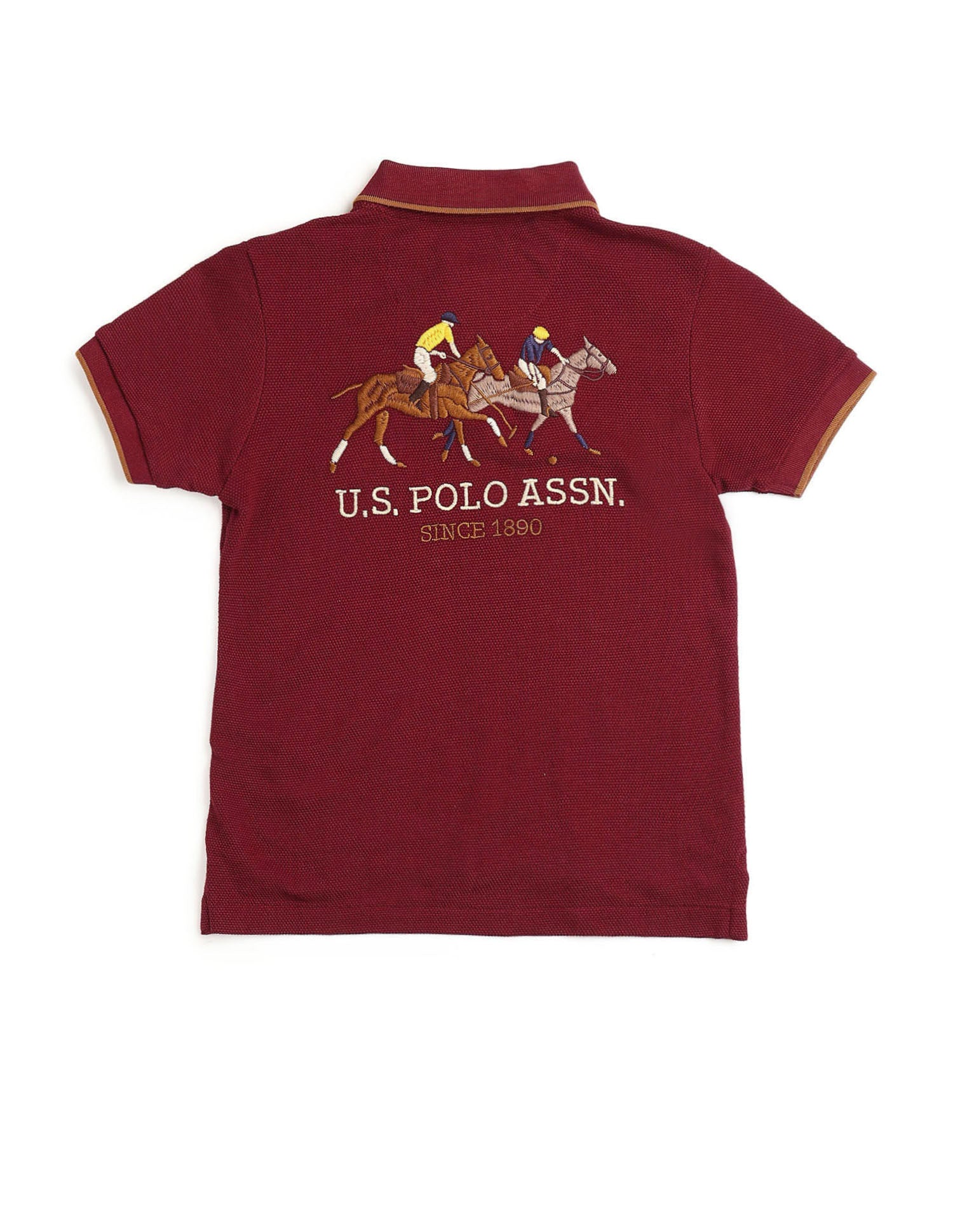 Boys Graphic Brand Printed Polo Shirt Maroon - U.S. POLO ASSN. | Large