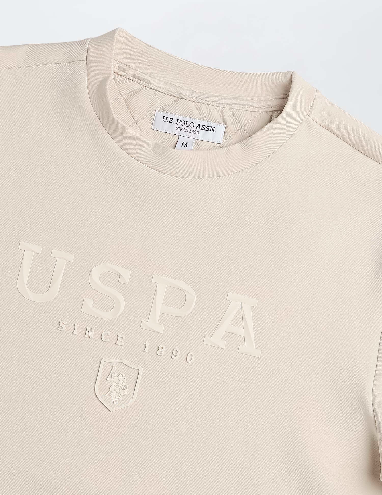 Brand Embossed Regular Fit Sweatshirt Beige - U.S. POLO ASSN. | Large