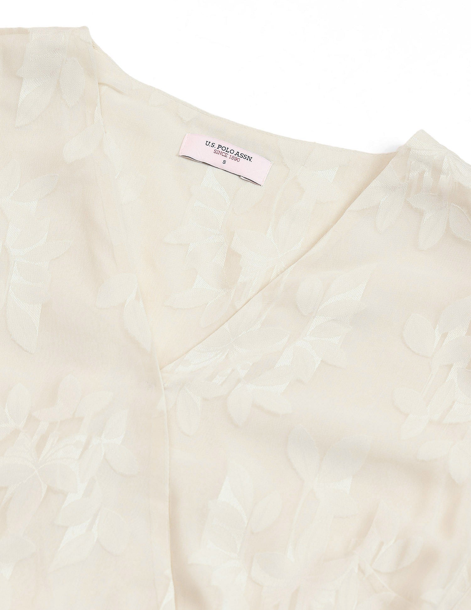 Abstract Printed Fit & Flare Dress With Belt Beige - U.S. POLO ASSN. | Large