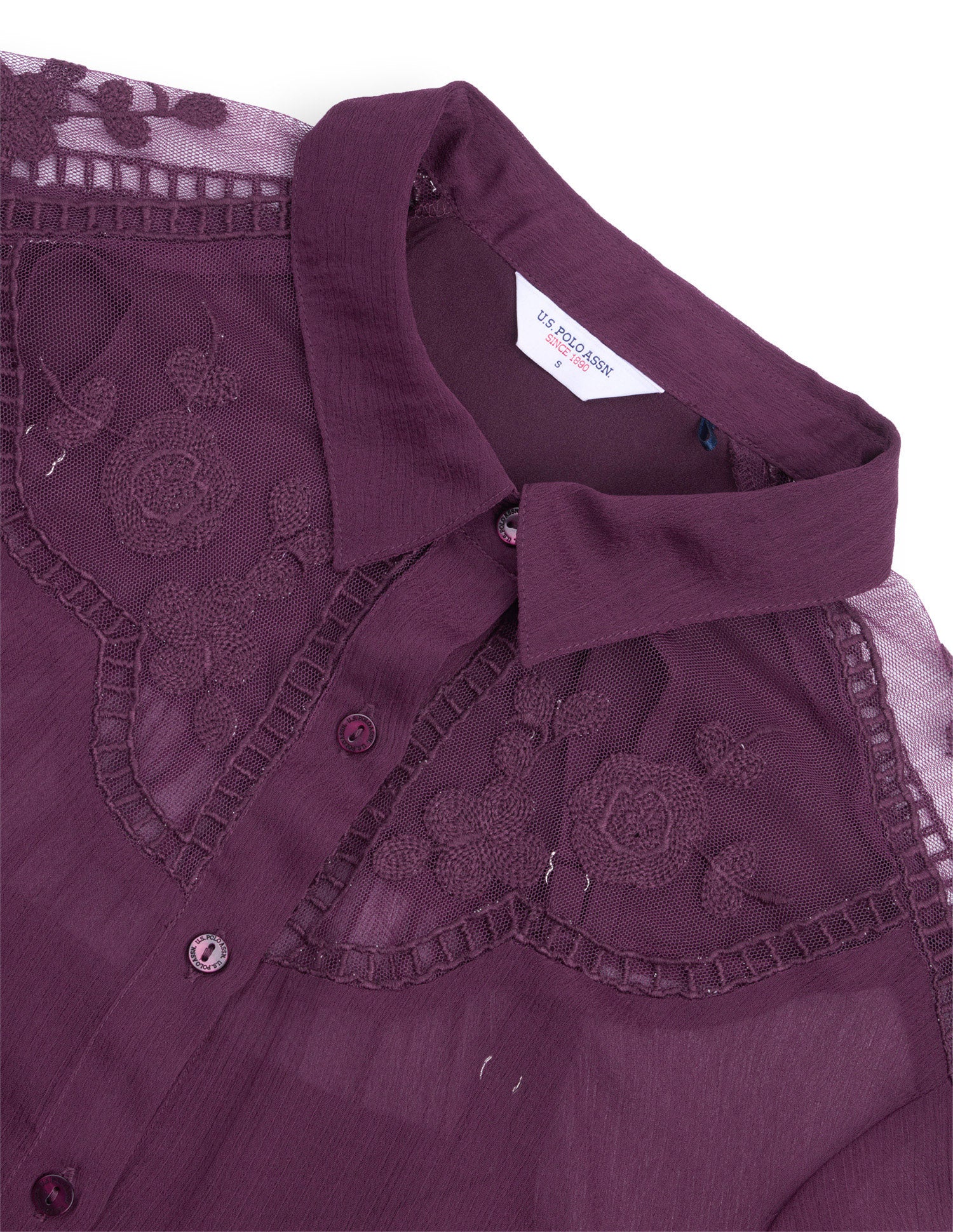 Embroidered Lace Regular Fit Shirt Purple - U.S. Polo Assn. India | Large