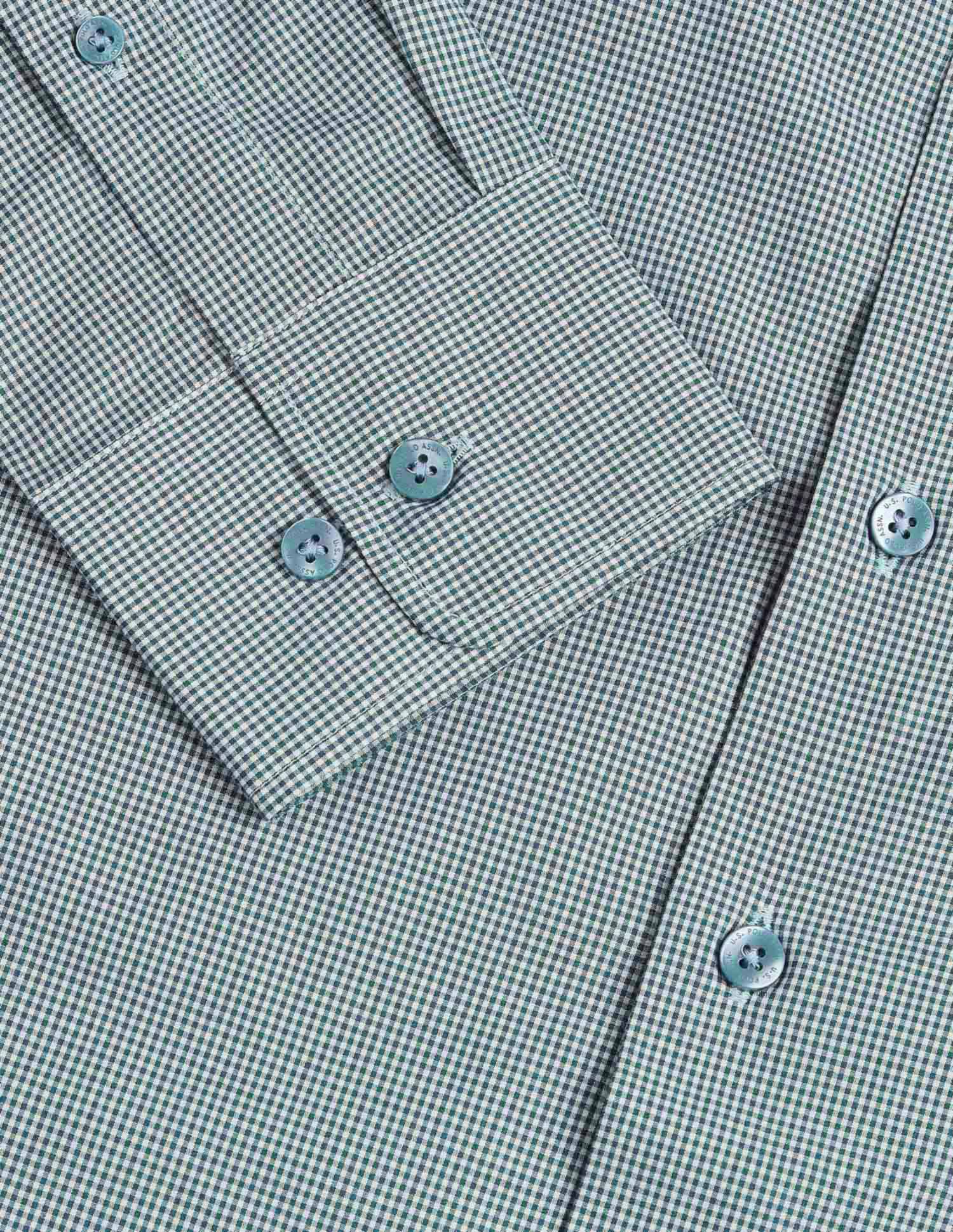 Micro Checked Tailored Fit Shirt Teal - U.S. Polo Assn. India | Large