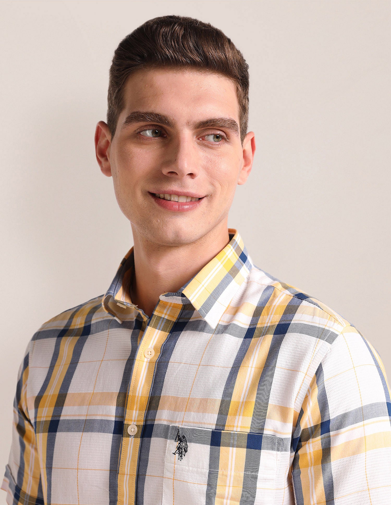 Tailored Regular Fit Check Shirt Yellow - U.S. Polo Assn. India | Large