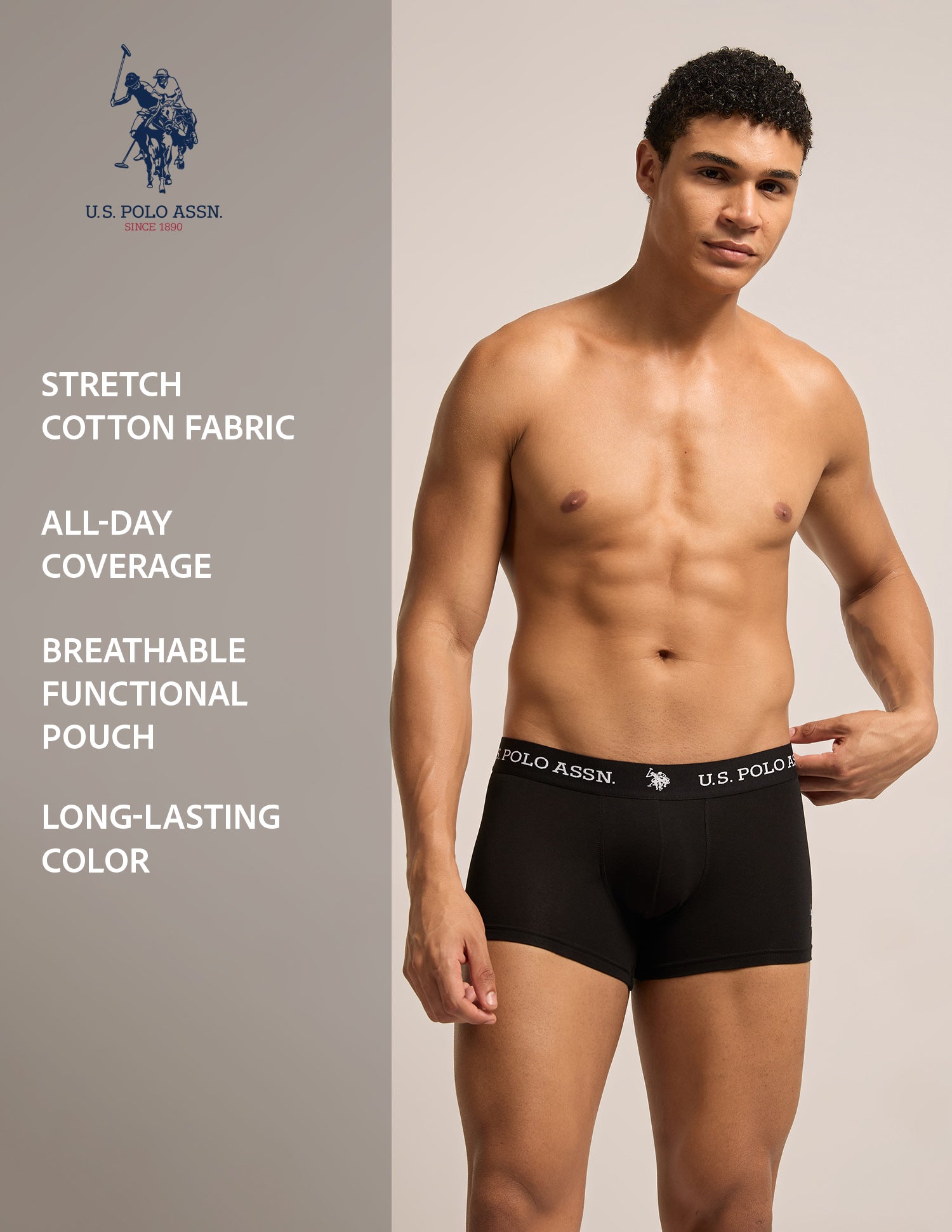 All Day Breathable OET26 Trunks - Pack of 3 Olive|Uspa Black|Olive - U.S. Polo Assn. India | Large