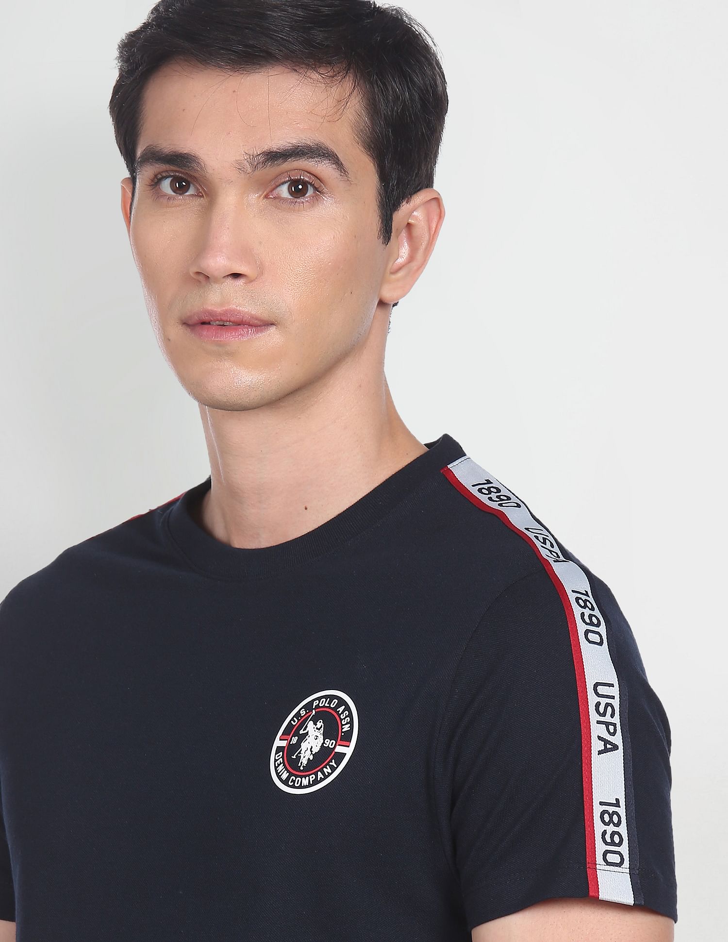 Brand Tape Pure Cotton Solid T-Shirt Navy - U.S. POLO ASSN. | Large