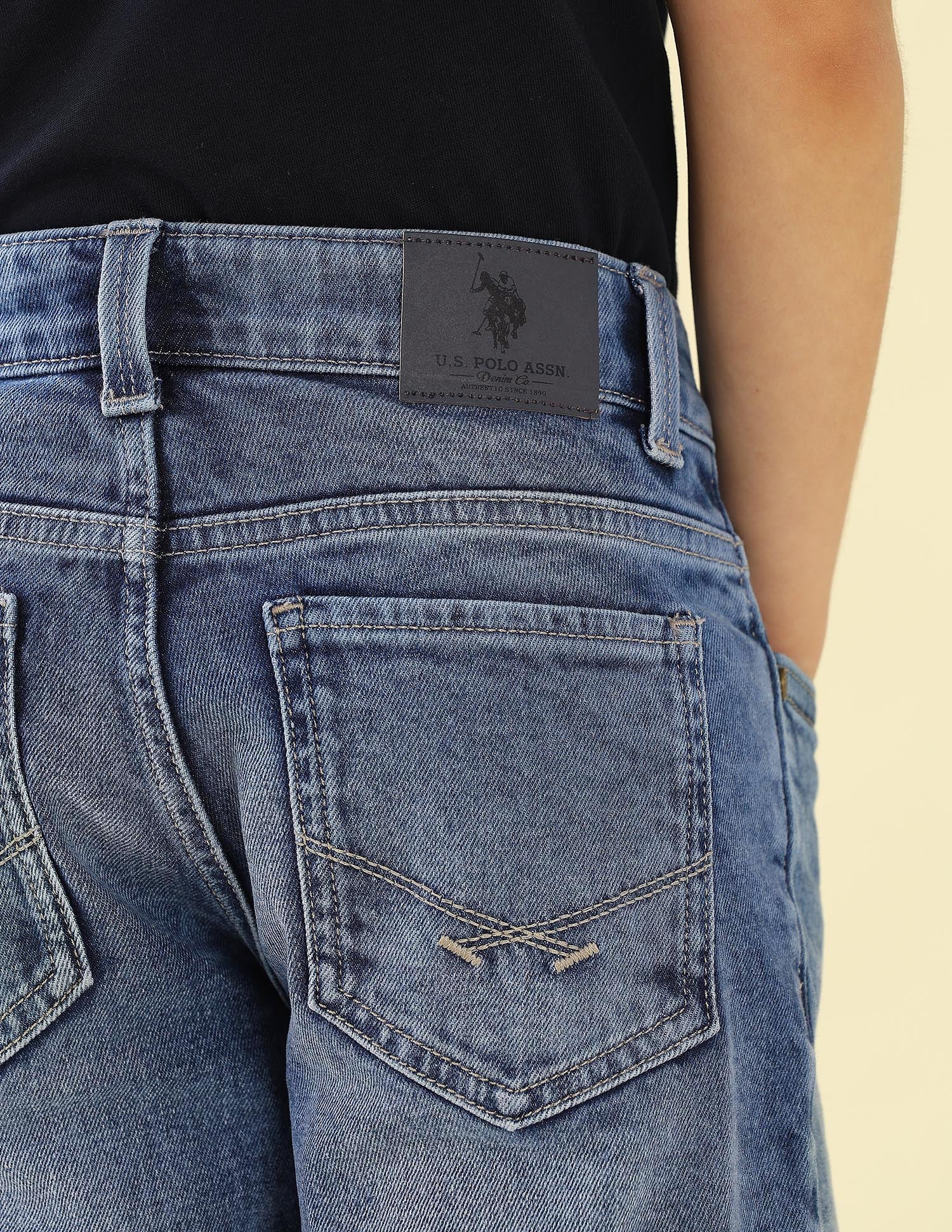 Relaxed Fit Whiskered Jeans Light Indigo - U.S. Polo Assn. India | Large