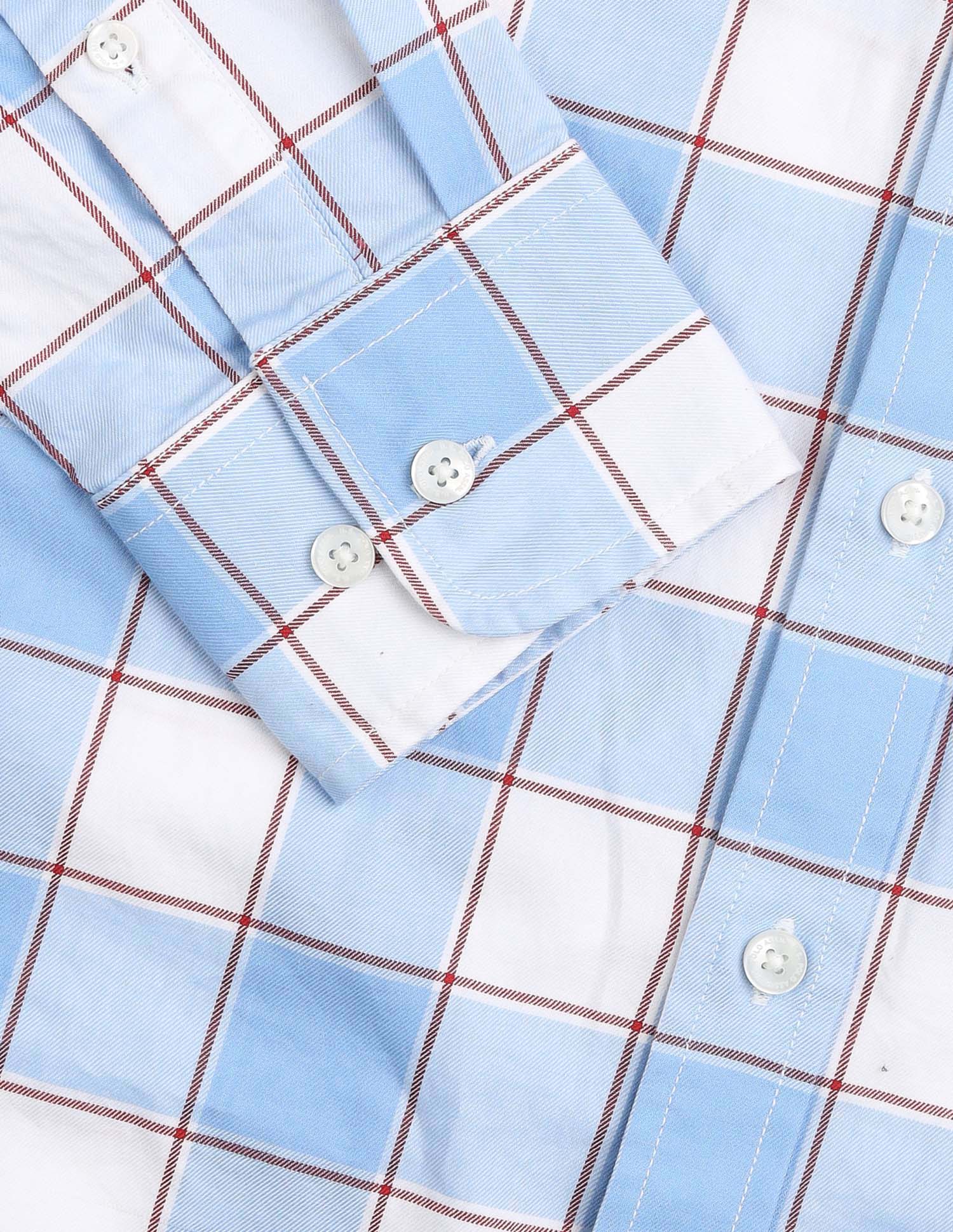 Buffalo Checked Pure Cotton Shirt Light Blue - U.S. POLO ASSN. | Large