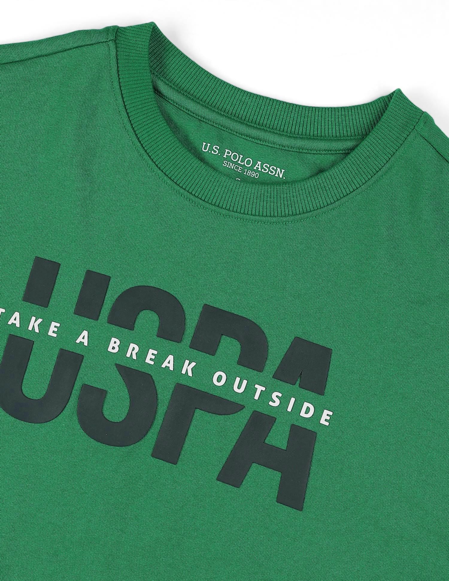 Relaxed Fit Brand Printed Sweatshirt Bright Green - U.S. POLO ASSN. | Large