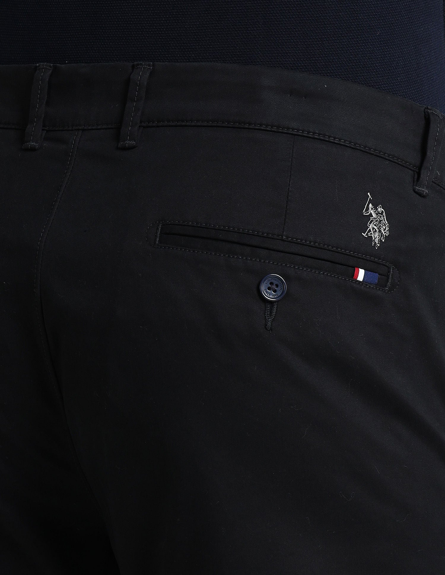 Riley Fit Solid Trousers Black - U.S. Polo Assn. India | Large