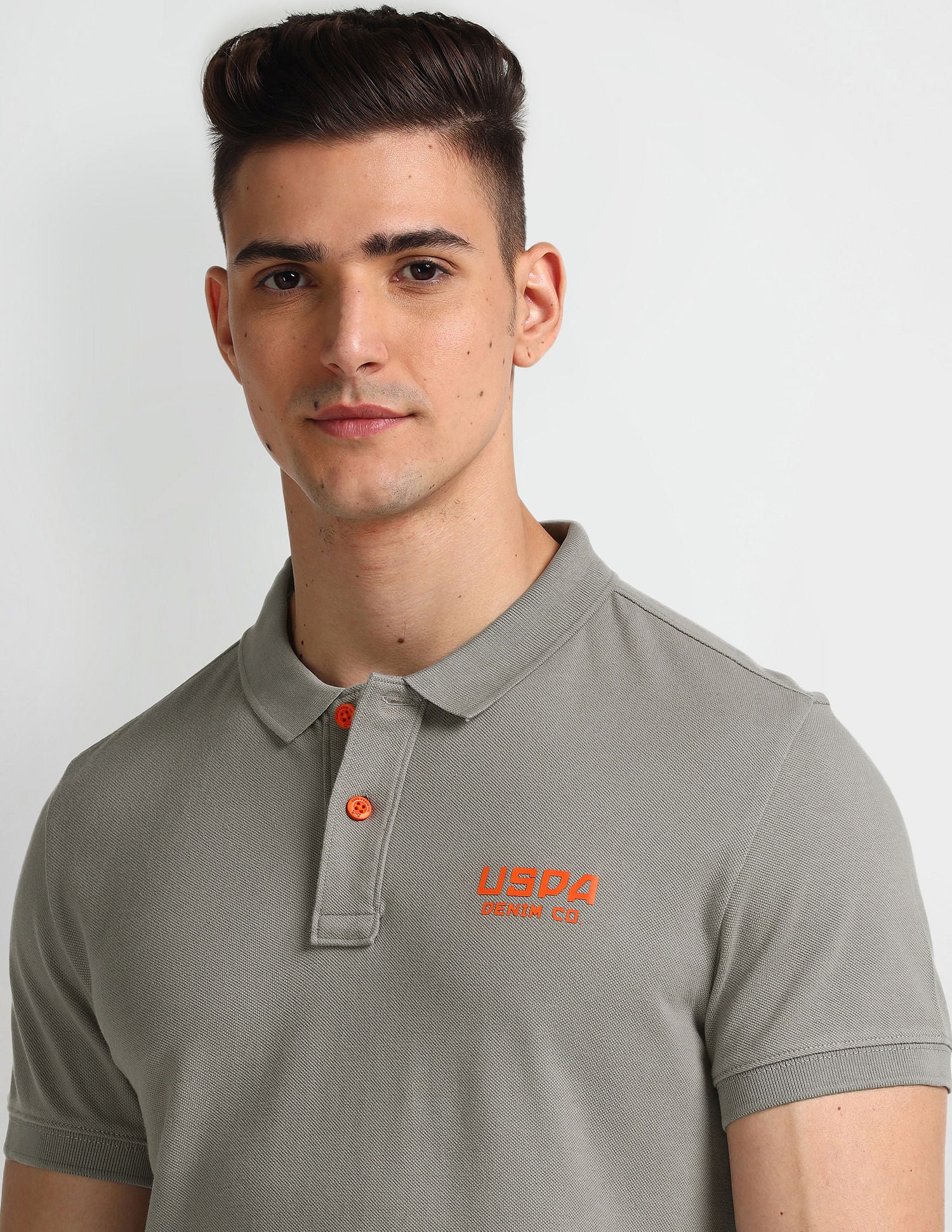 Solid Muscle Fit Polo Shirt Grey - U.S. Polo Assn. India | Large