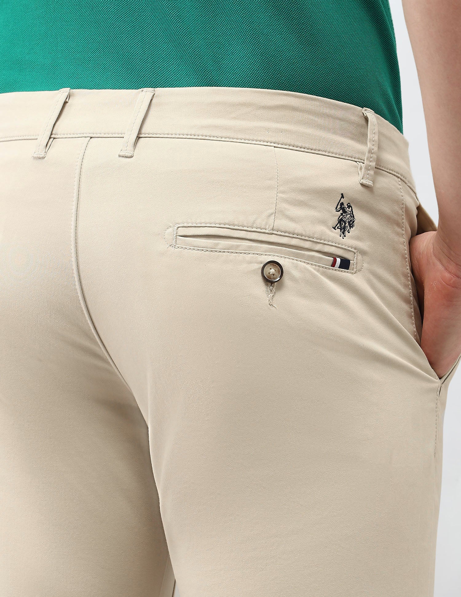 Denver Slim Fit Satin Trousers Beige - U.S. Polo Assn. India | Large