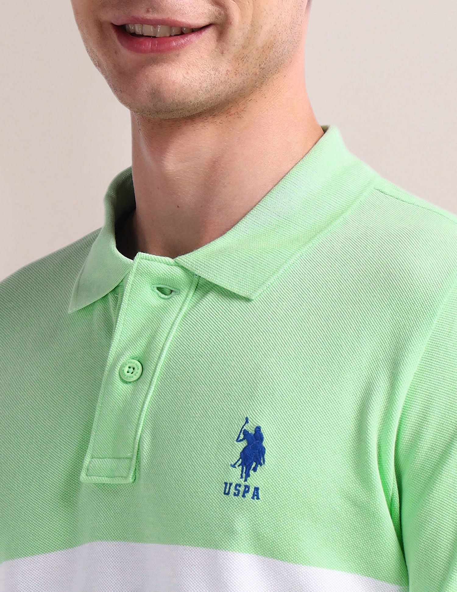 Horizontal Stripe Slim Polo Shirt White - U.S. Polo Assn. India | Large