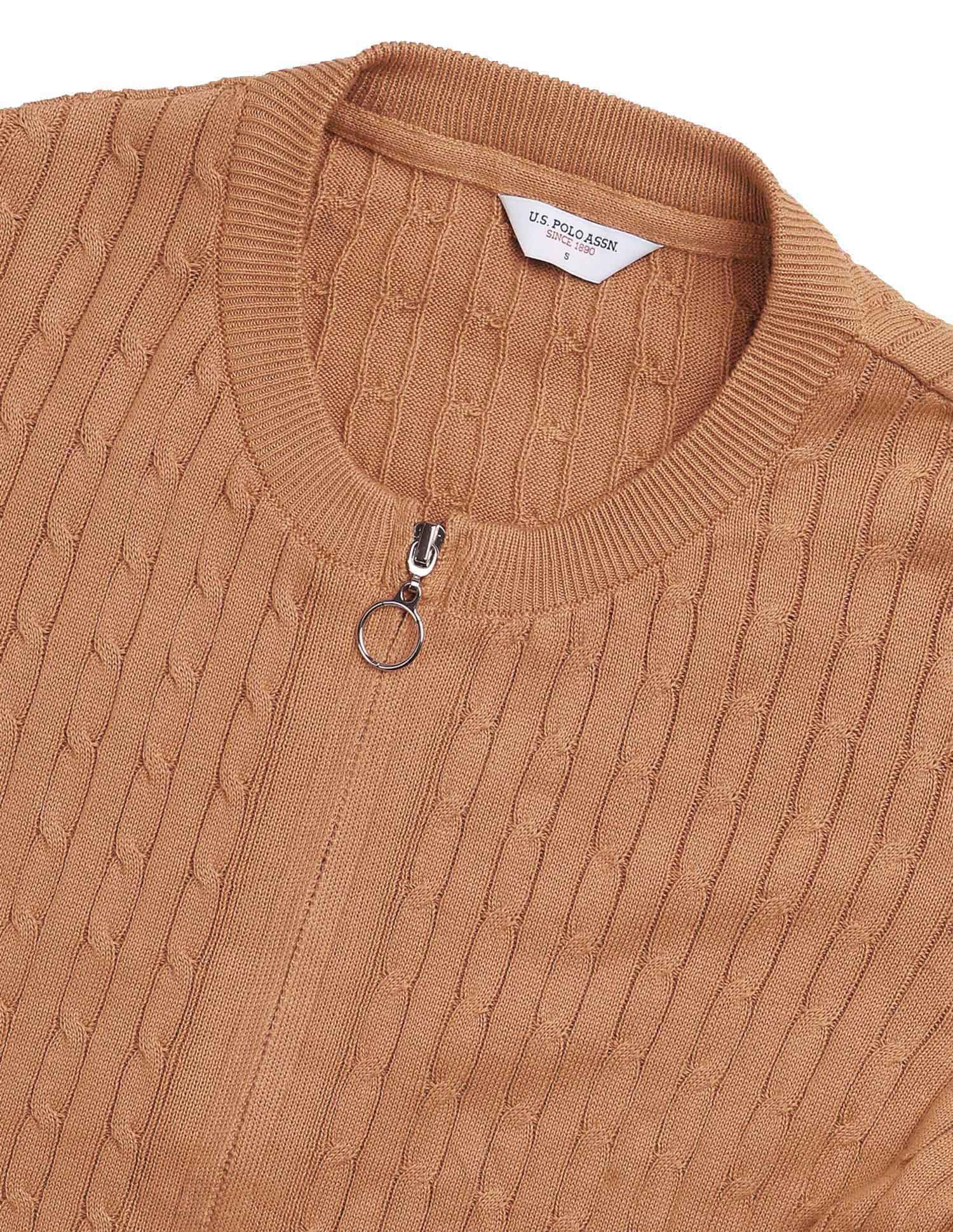 Textured Regular Fit Sweater Brown - U.S. POLO ASSN. | Large