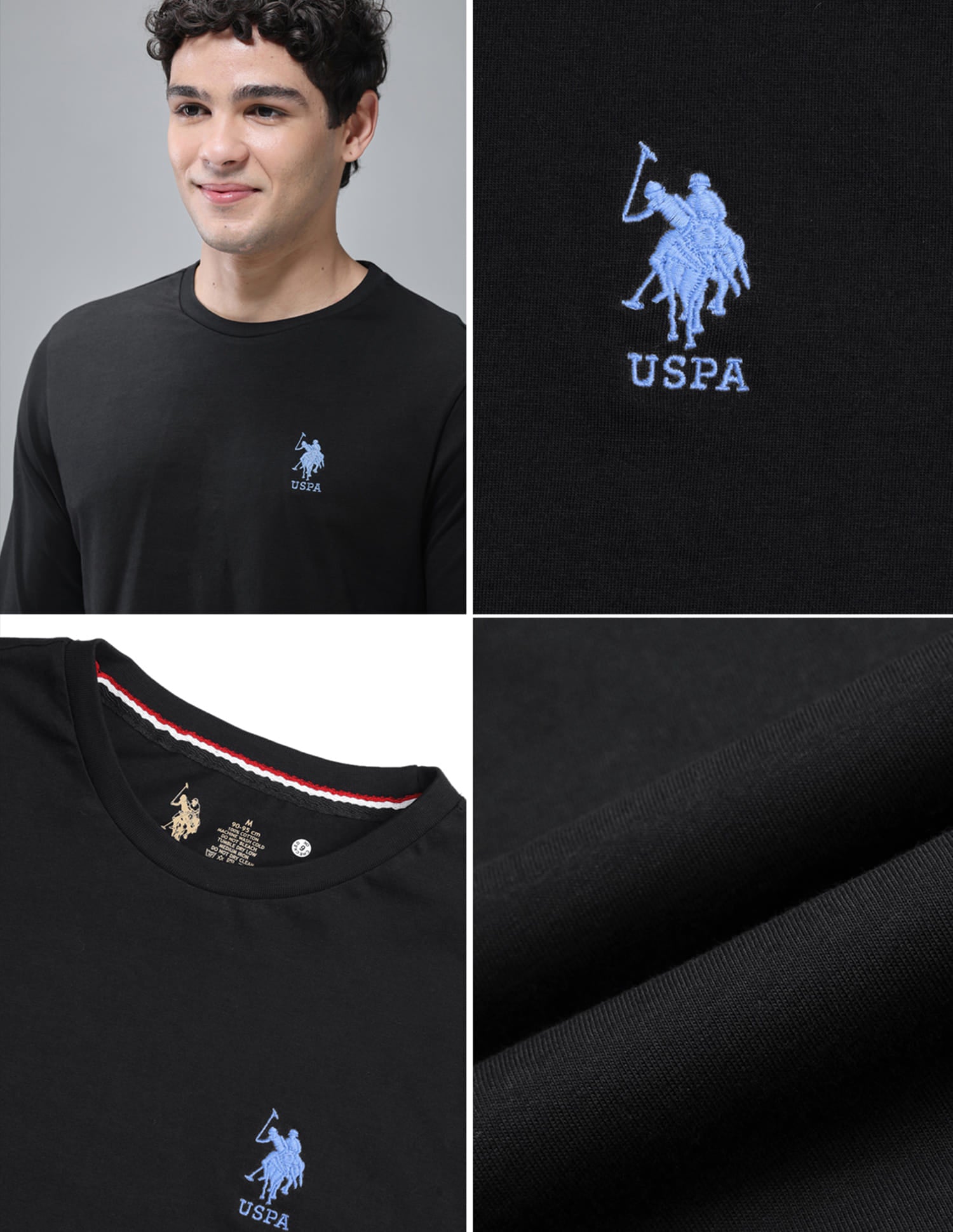 Pure Cotton Long Sleeve I693 Lounge T-Shirt - Pack Of 1 Black - U.S. Polo Assn. India | Large