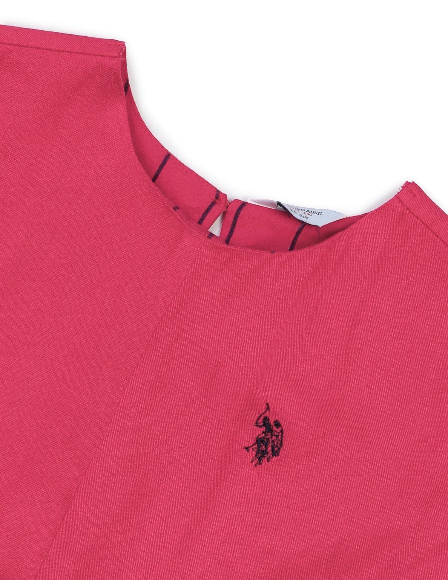 Girls Tie Up Sleeves Regular Top Red - U.S. POLO ASSN. | Large
