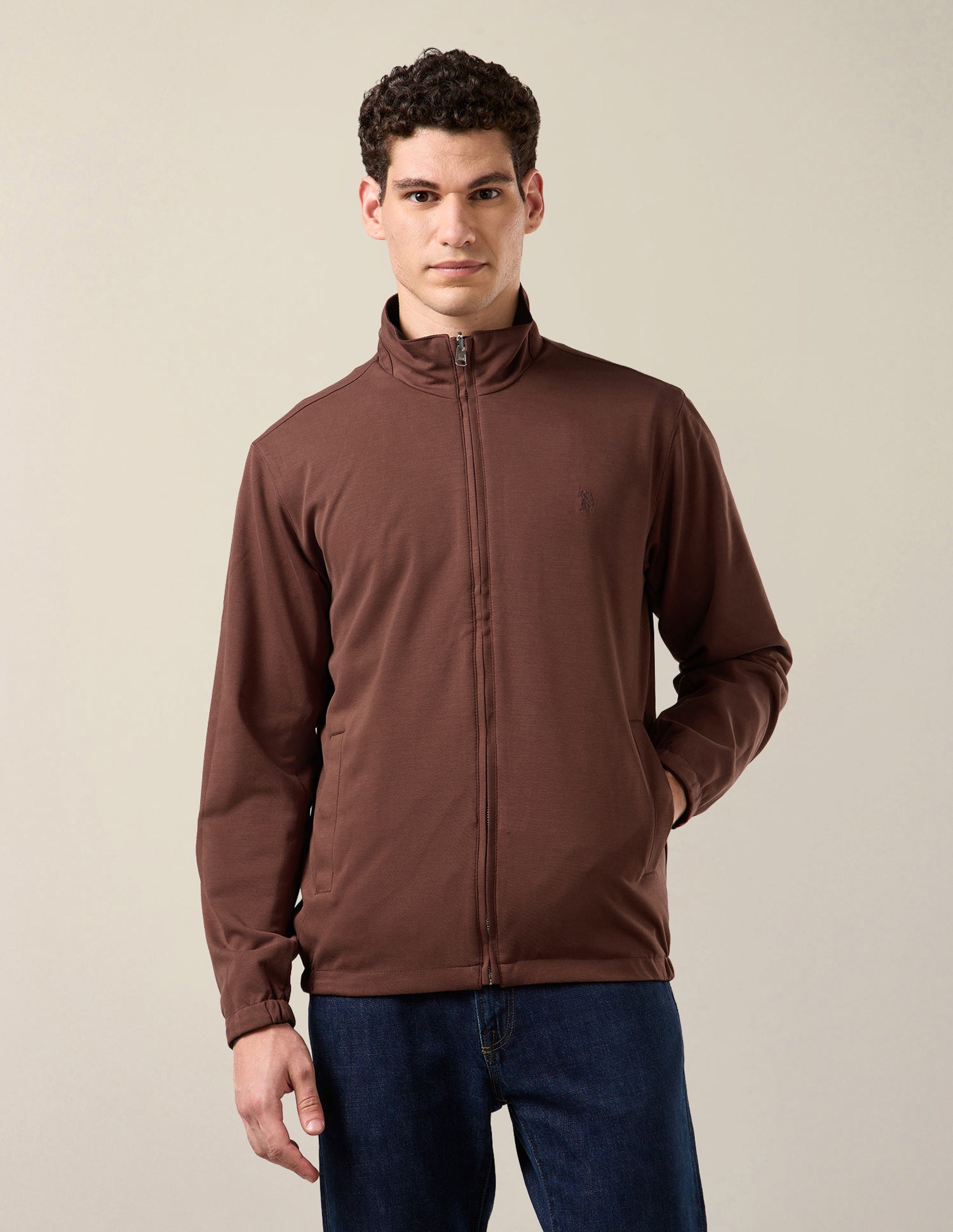 Solid Regular Fit Reversible Jacket Choco - U.S. Polo Assn. India | Large