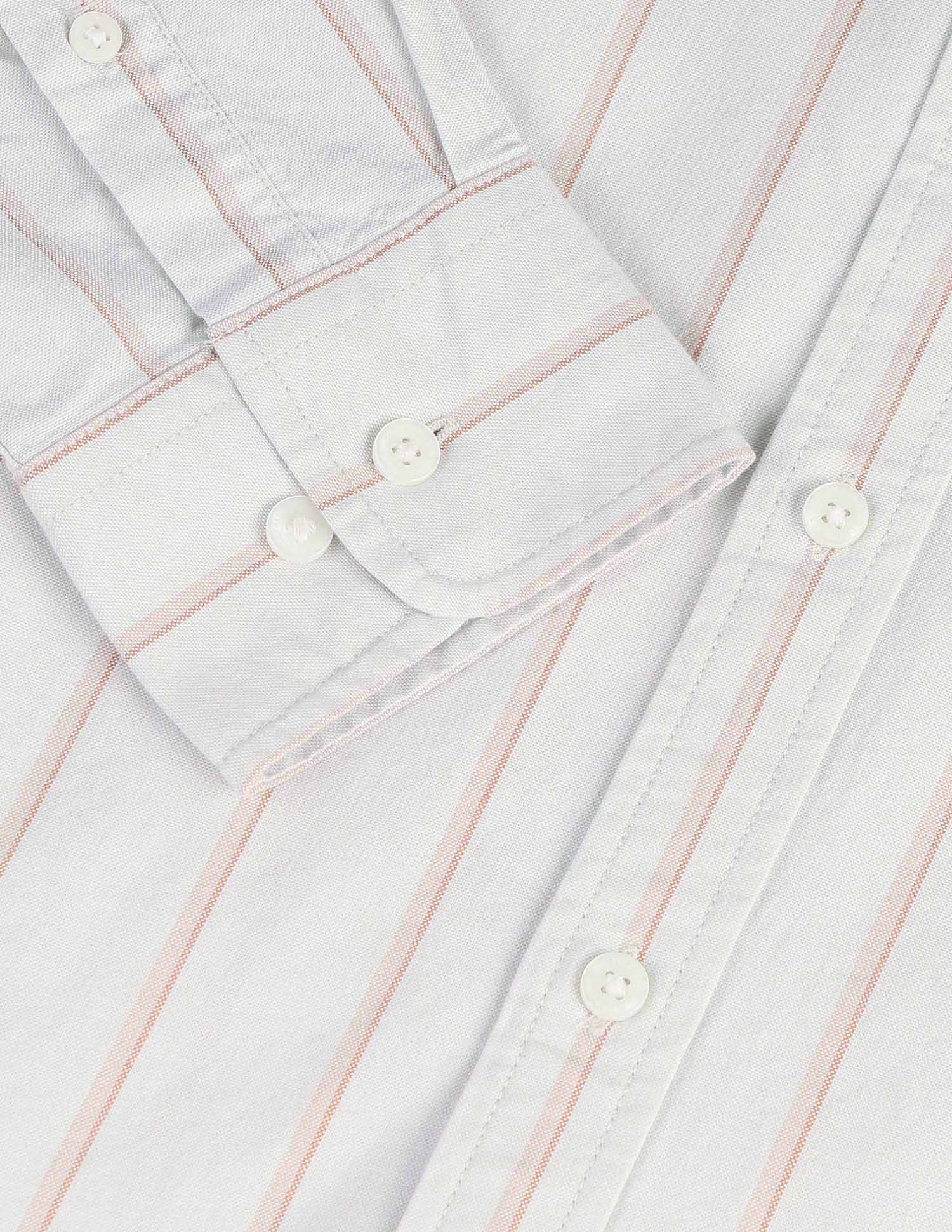 Oxford Vertical Striped Shirt Beige - U.S. Polo Assn. India | Large