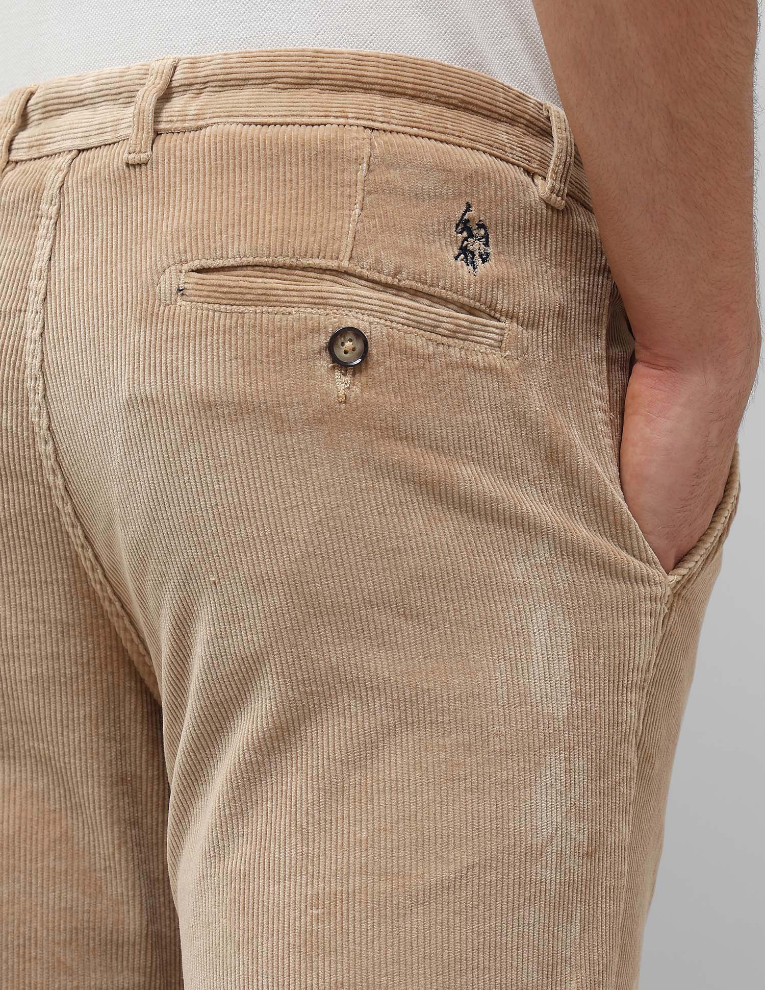 Denver Slim Fit Corduroy Trousers Light Khaki - U.S. POLO ASSN. | Large