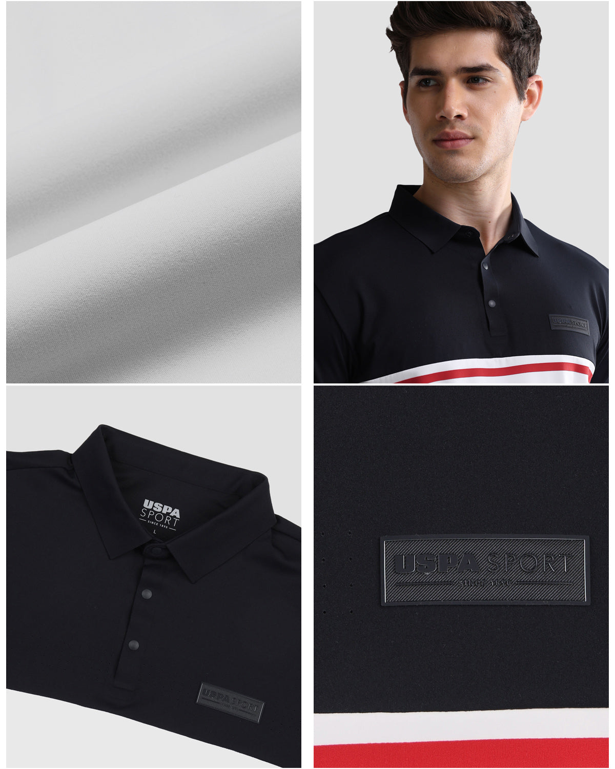 Colourblocked Slim Fit Active Polo Shirt Navy - U.S. Polo Assn. India | Large