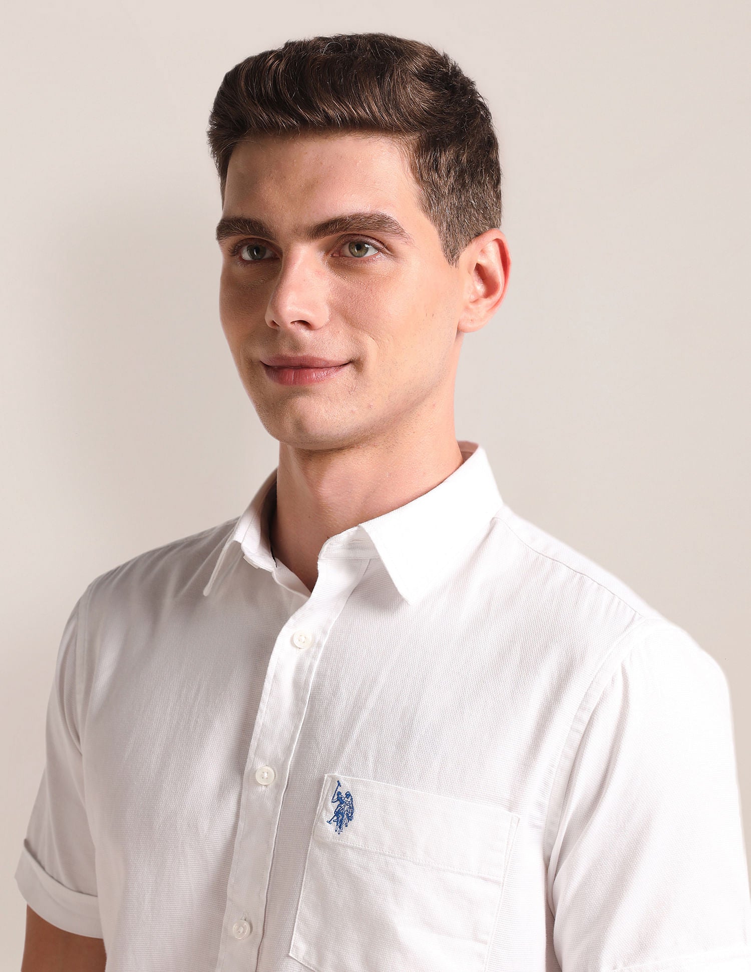 Tailored Regular Fit Solid Shirt White - U.S. Polo Assn. India | Large