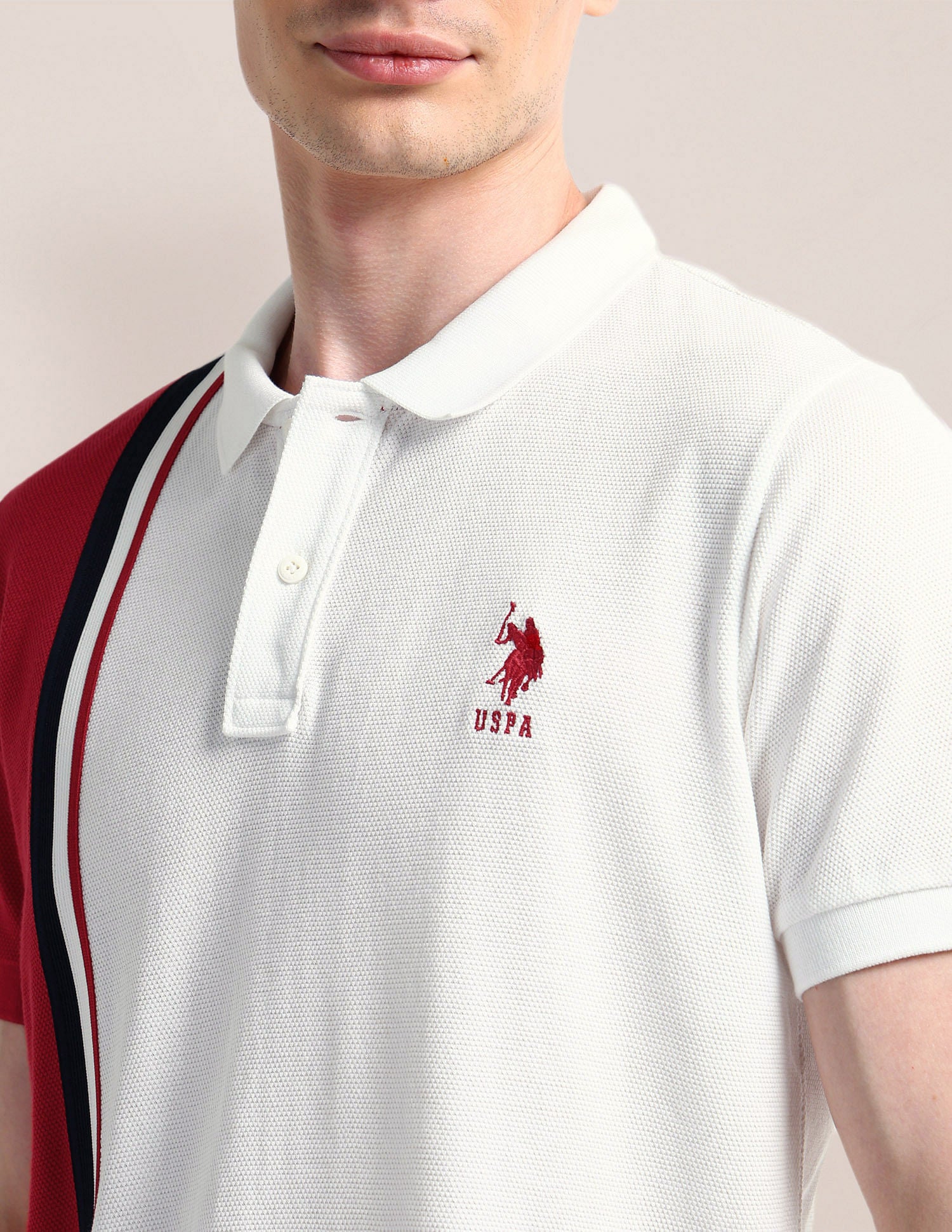 Vertical Stripe Slim Fit Polo Shirt White - U.S. Polo Assn. India | Large