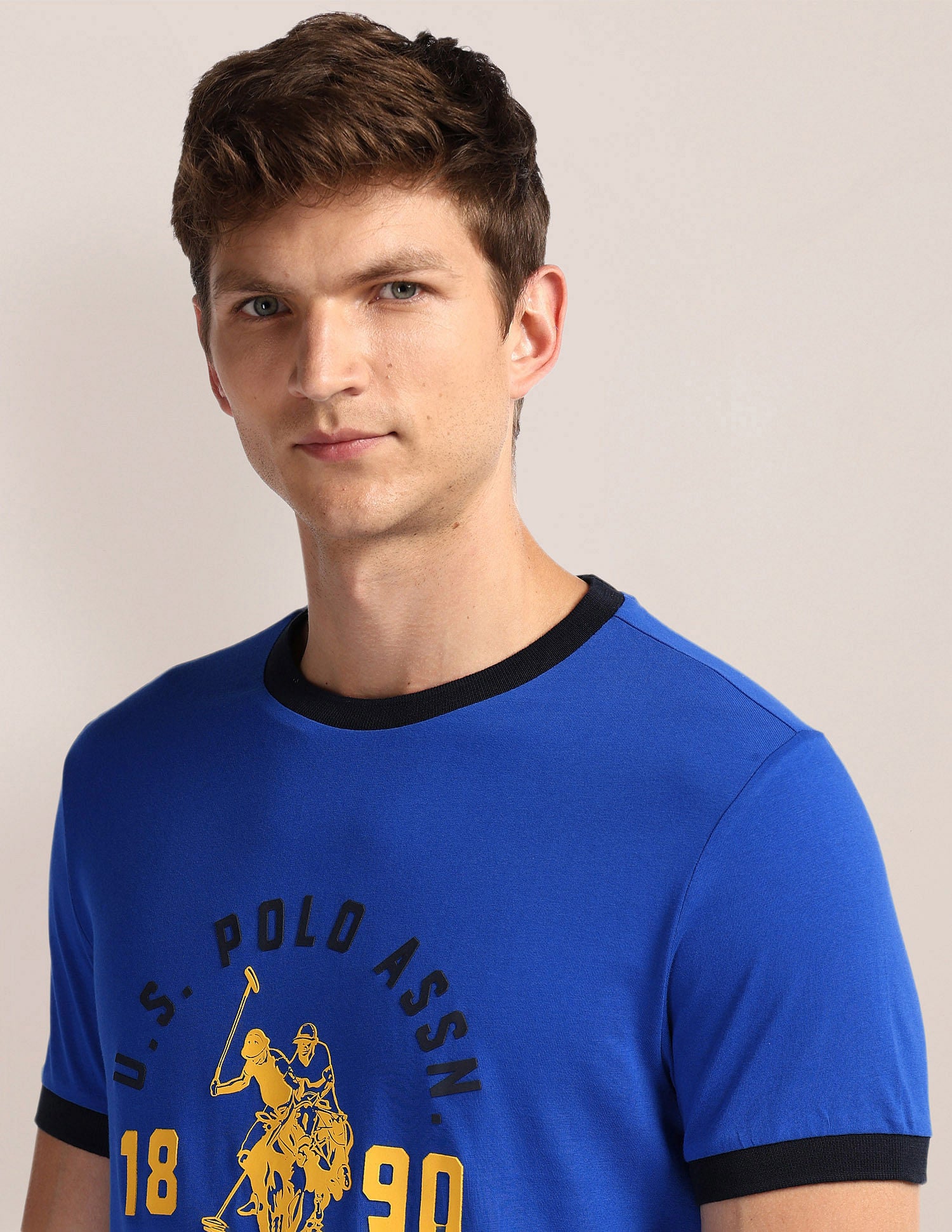 Crew Neck Brand Print T-Shirt Blue - U.S. POLO ASSN. | Large