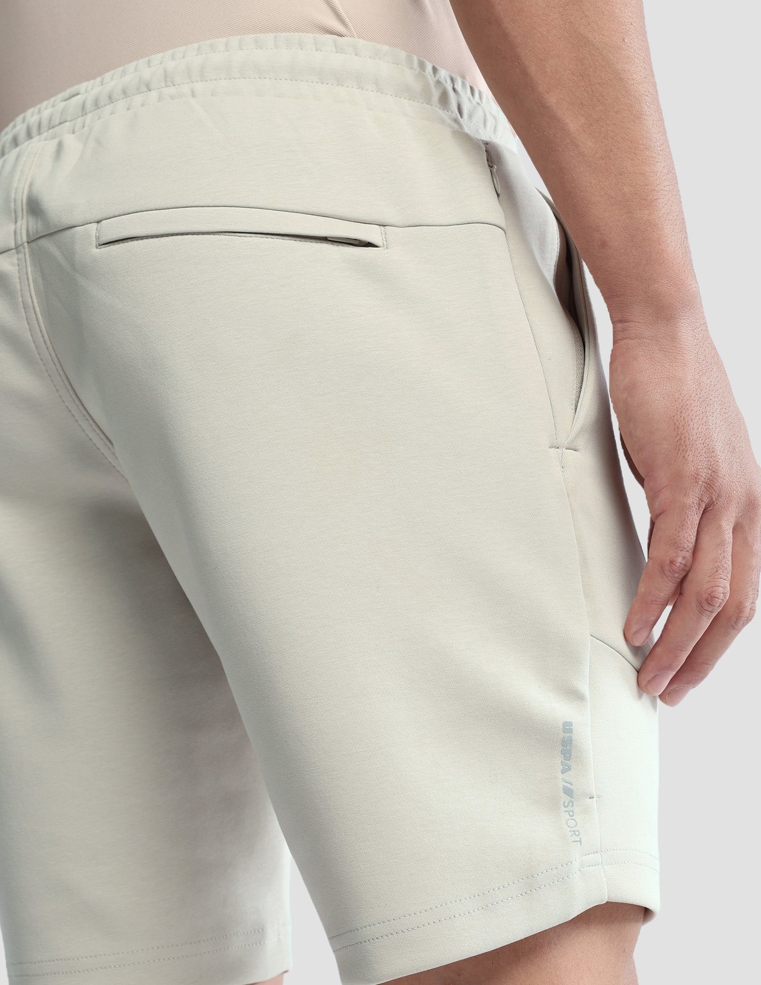 Solid Regular Fit Active Shorts Beige - U.S. Polo Assn. India | Large