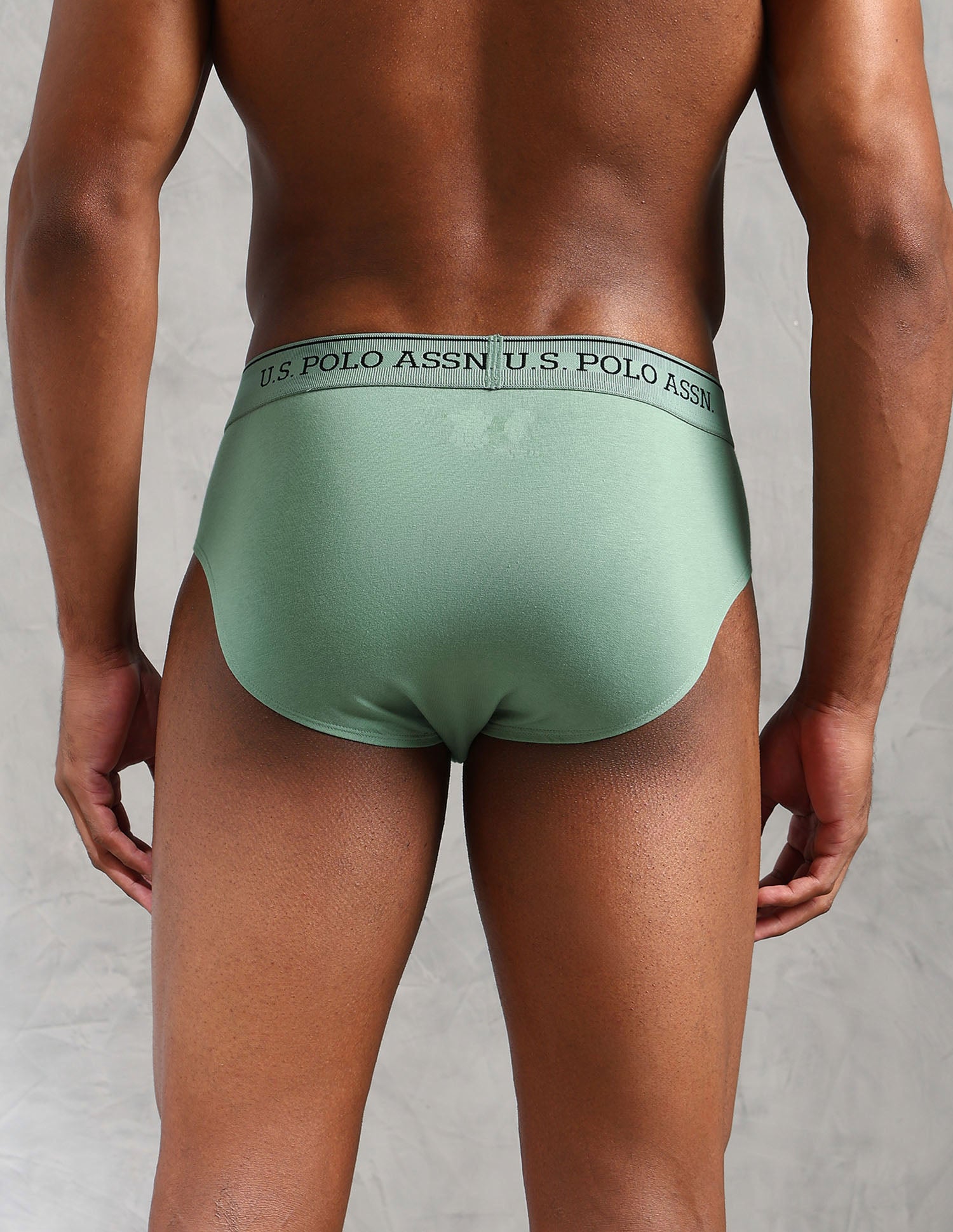 Solid Low Rise OEB15 Briefs - Pack Of 3 Stone Blue, Granite Green and Antler - U.S. POLO ASSN. | Large