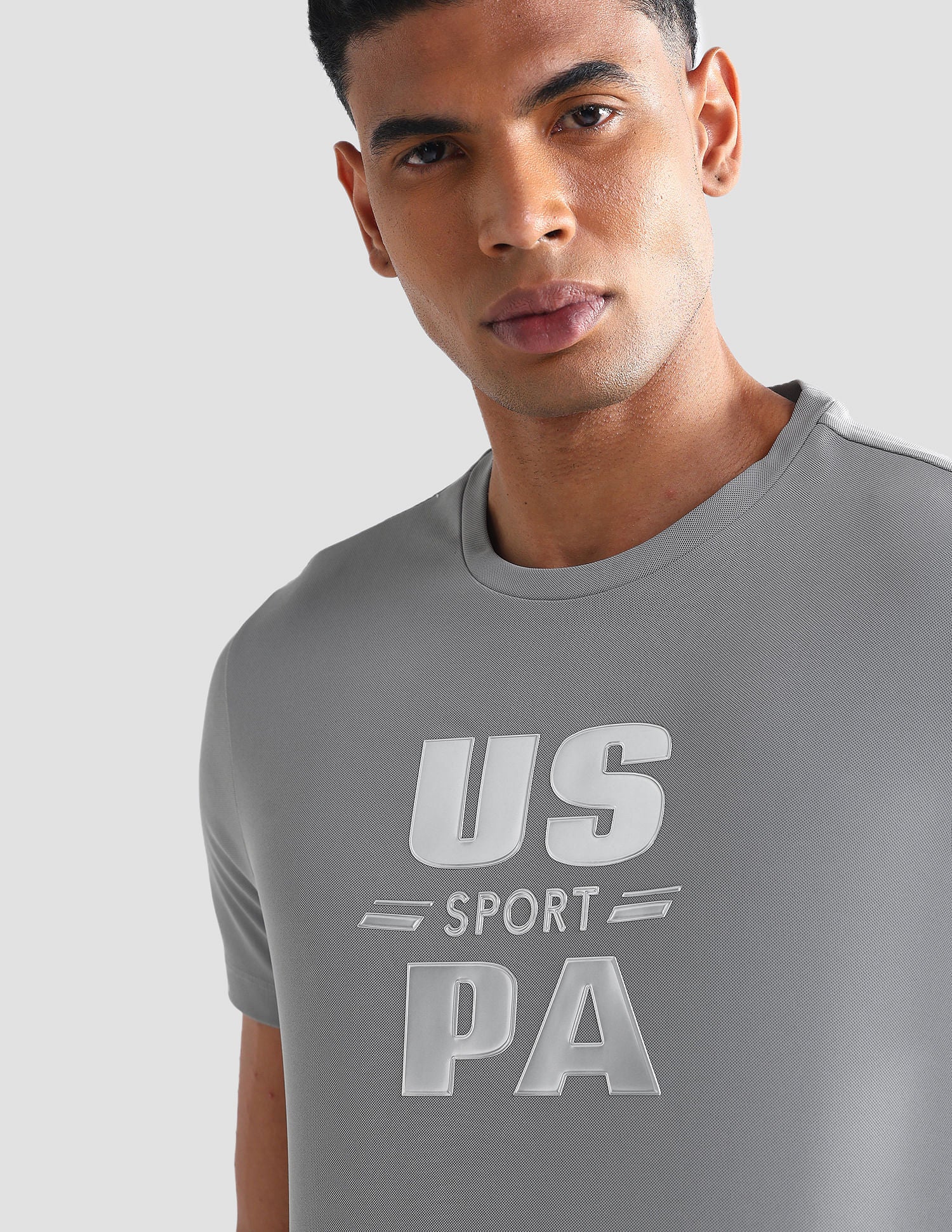 Brand Print Slim T-Shirt Grey - U.S. Polo Assn. India | Large