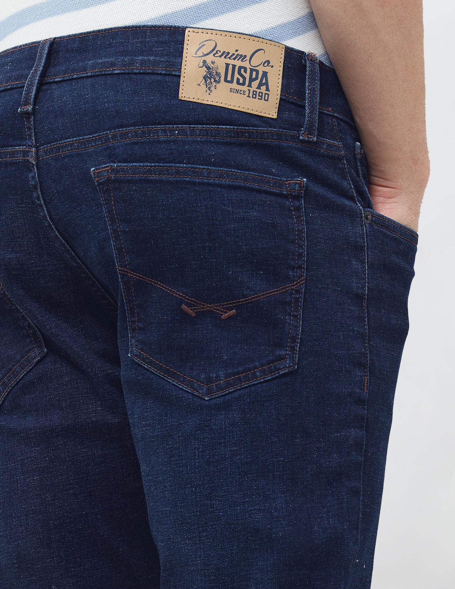 Brandon Slim Tapered Fit Whiskered Jeans Dark Wash - U.S. POLO ASSN. | Large