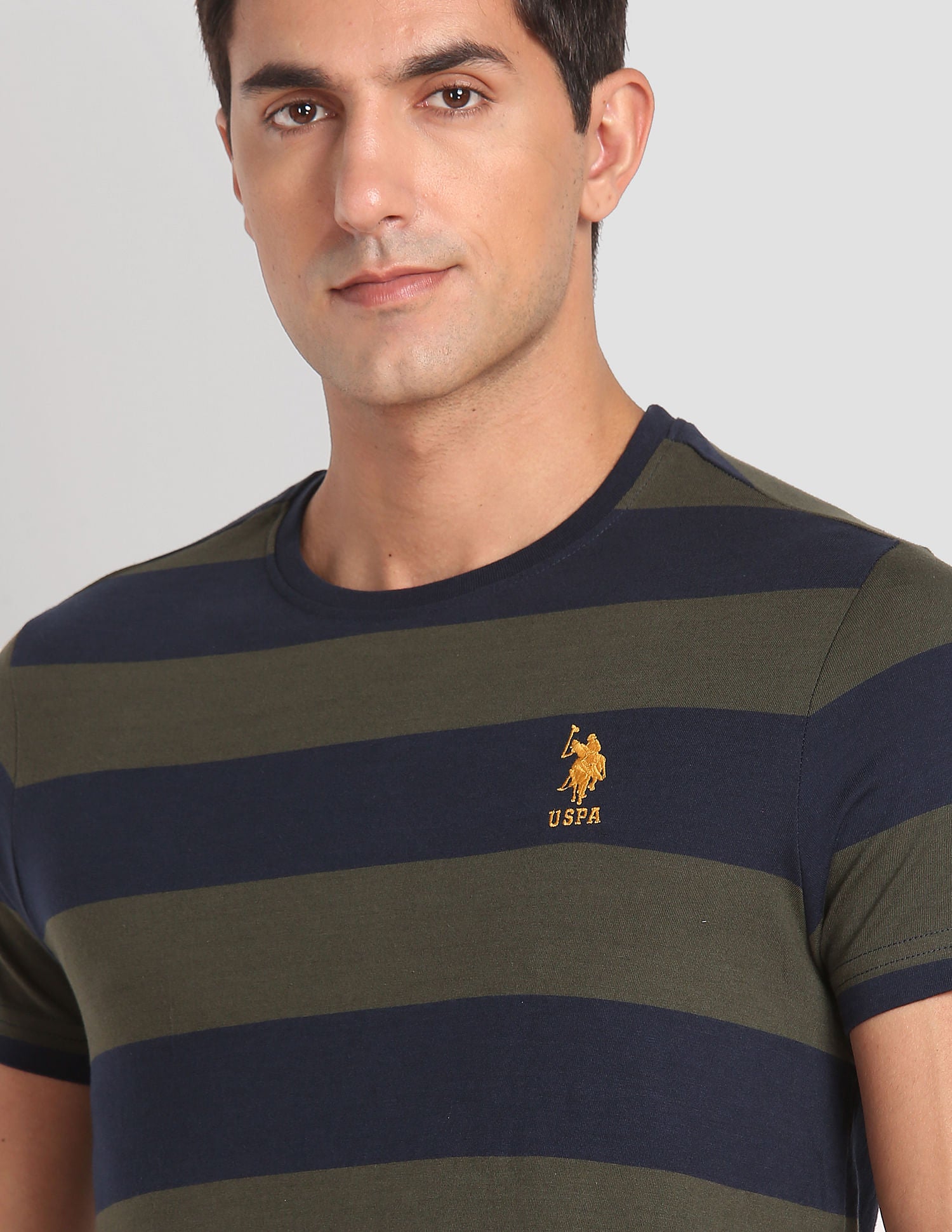 Crew Neck Striped I688 Lounge T-Shirt - Pack Of 1 Olive and Navy - U.S. POLO ASSN. | Large