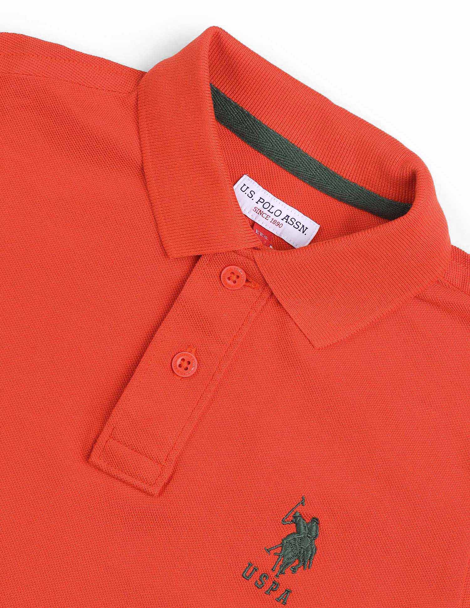 Boys Cotton Pique Polo Shirt Orange - U.S. POLO ASSN. | Large