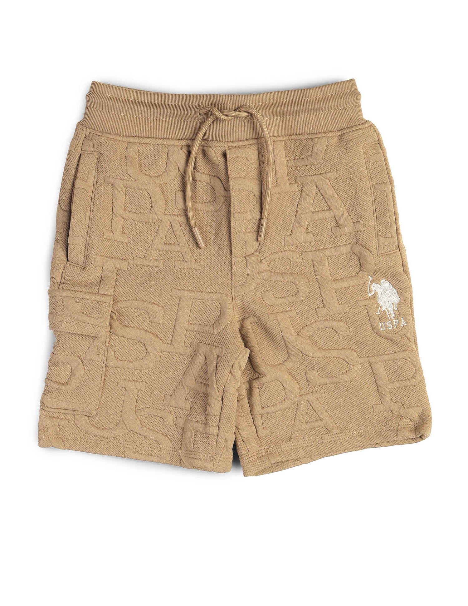 Boys Brand Embossed Regular Fit Shorts Light Brown - U.S. POLO ASSN. | Large
