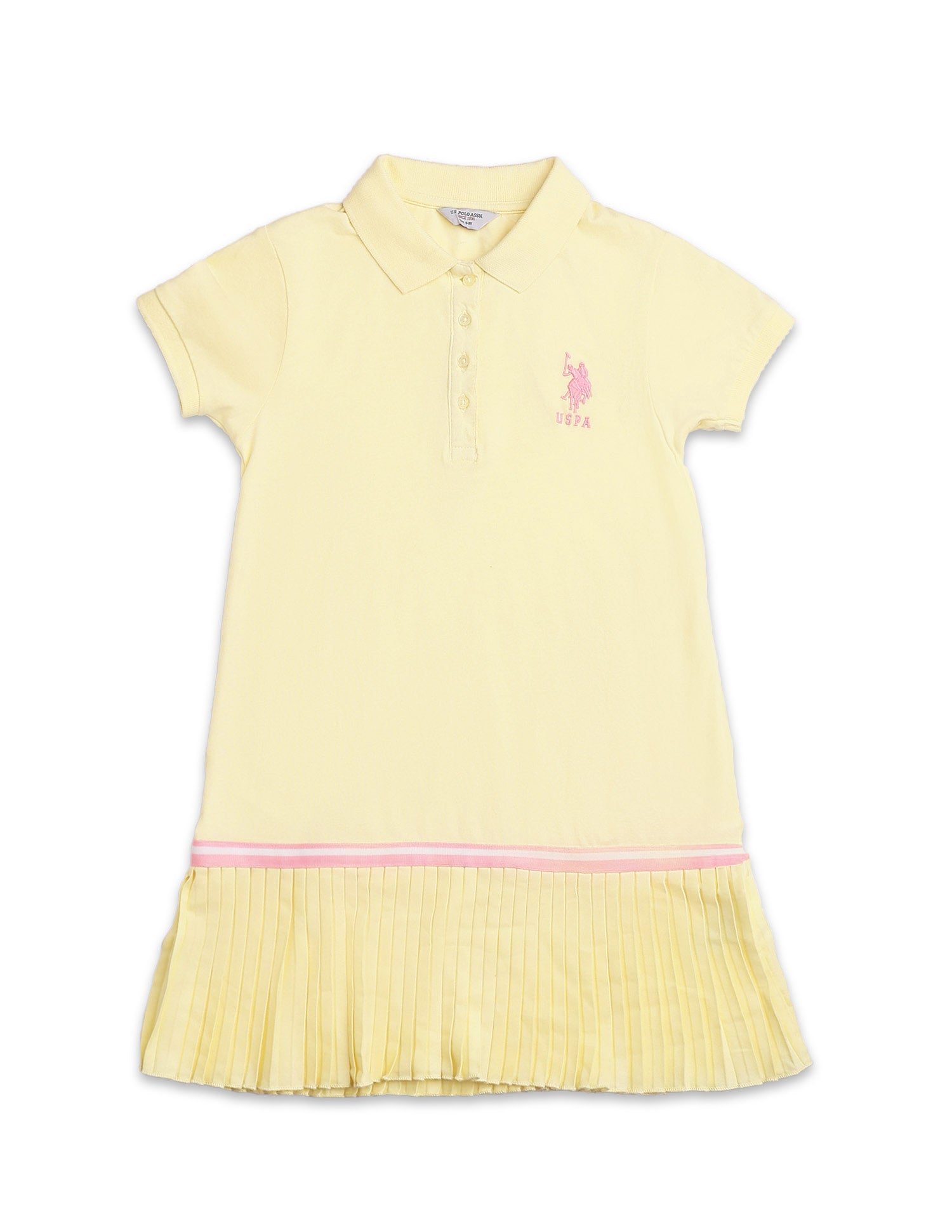 Girls Flared Hem Solid Polo Dress Yellow - U.S. Polo Assn. India | Large