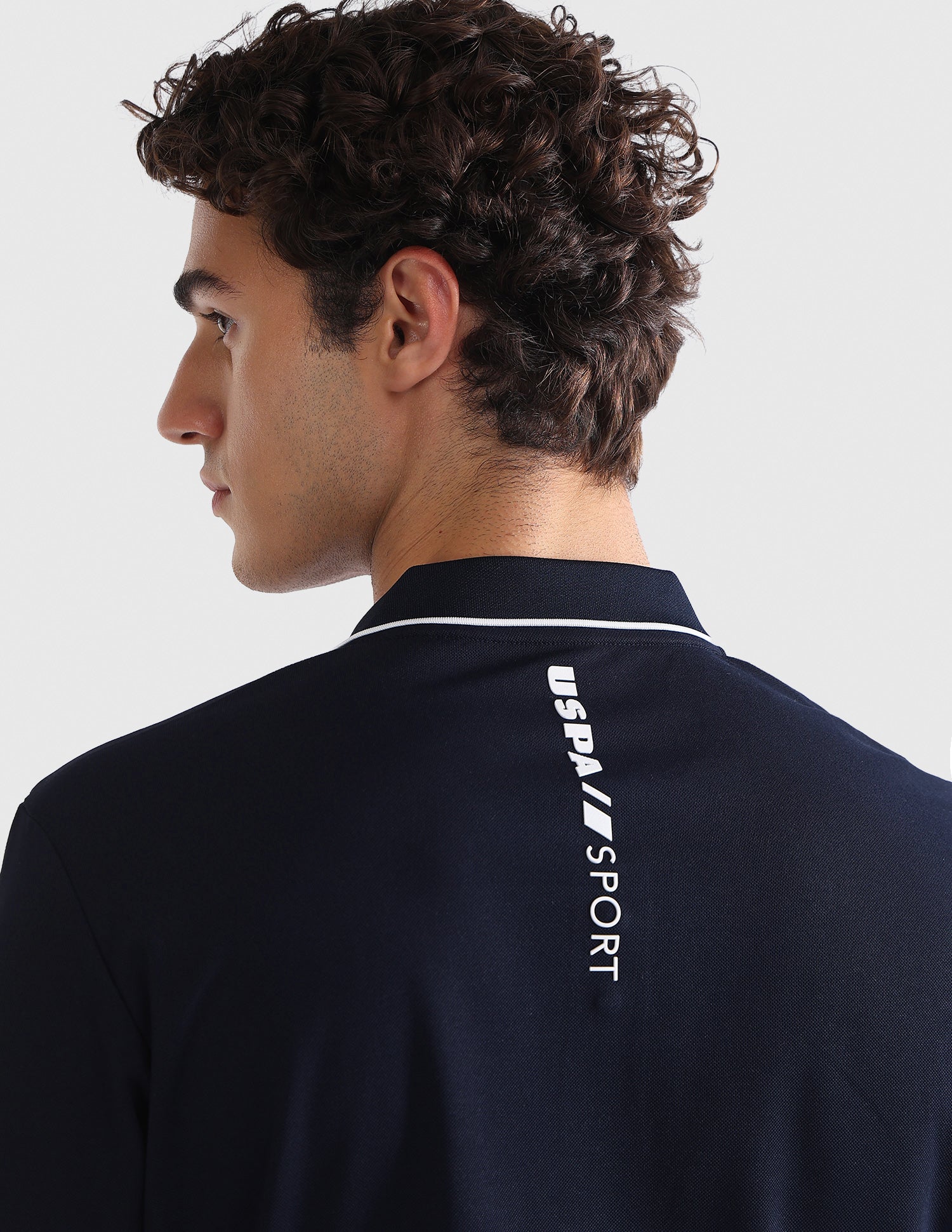Solid Slim Fit Active Polo Shirt Navy - U.S. Polo Assn. India | Large