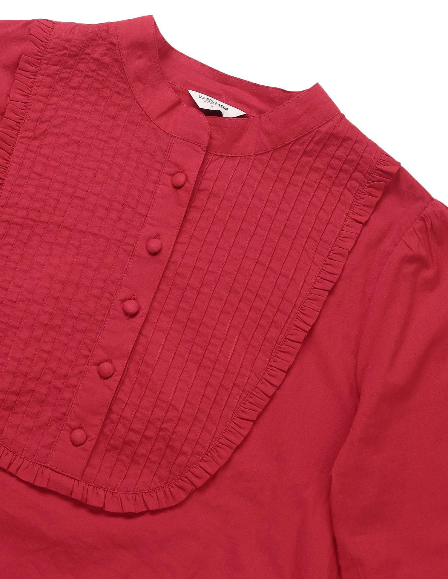 Gathered Yoke Relaxed Fit Top Red - U.S. POLO ASSN. | Large