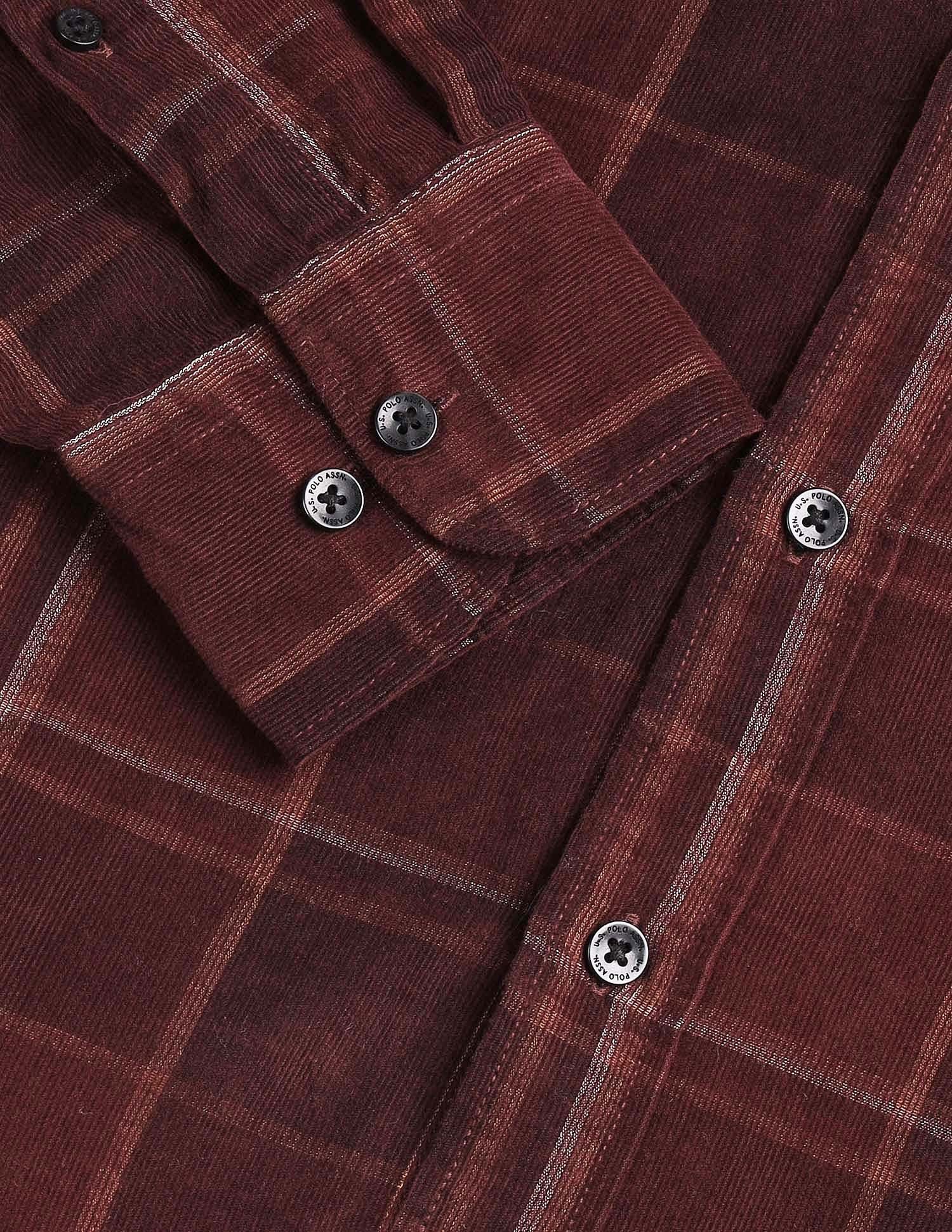 Corduroy Grid Tattersall Checked Shirt Choco - U.S. POLO ASSN. | Large