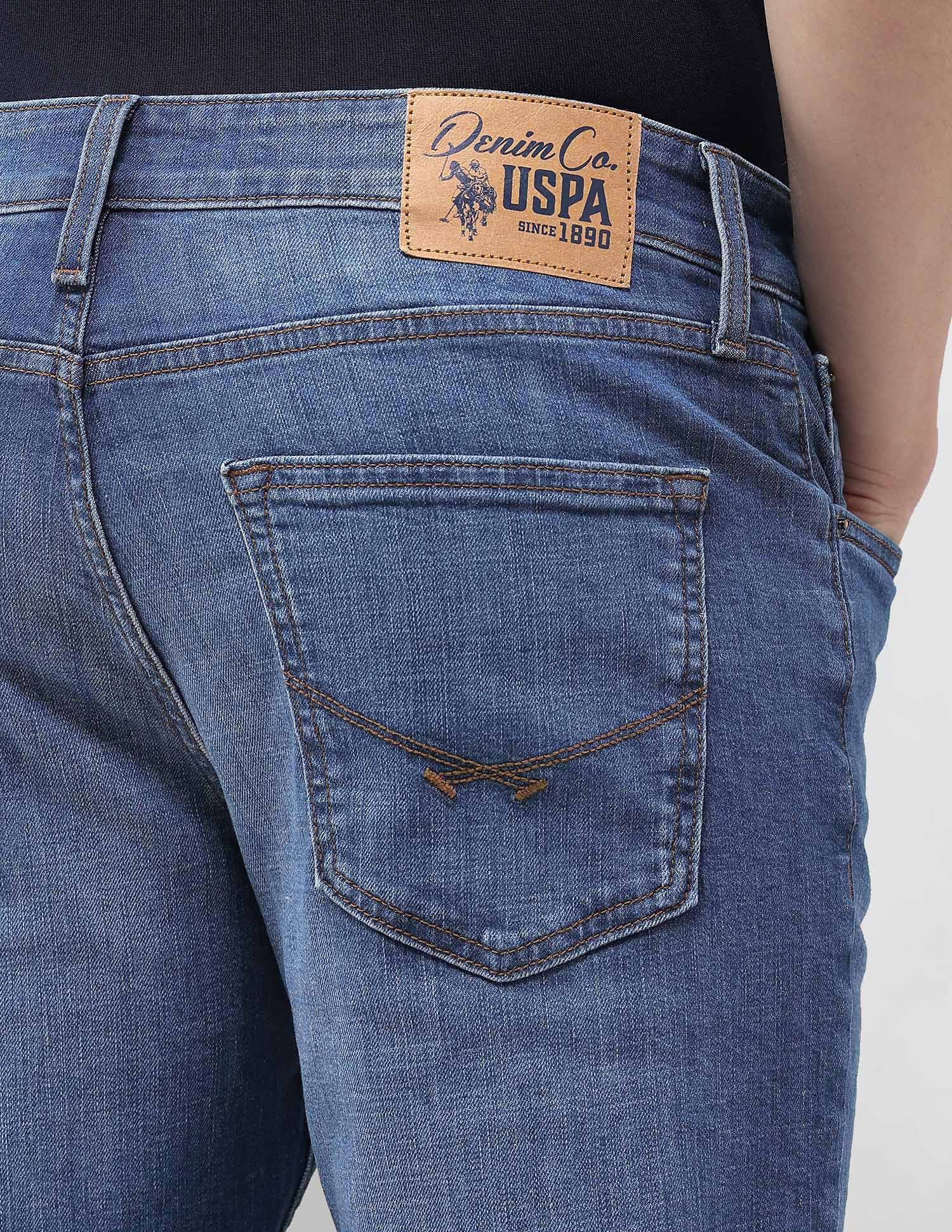 Harold Slim Straight Fit Blue Jeans Mid Blue - U.S. Polo Assn. India | Large