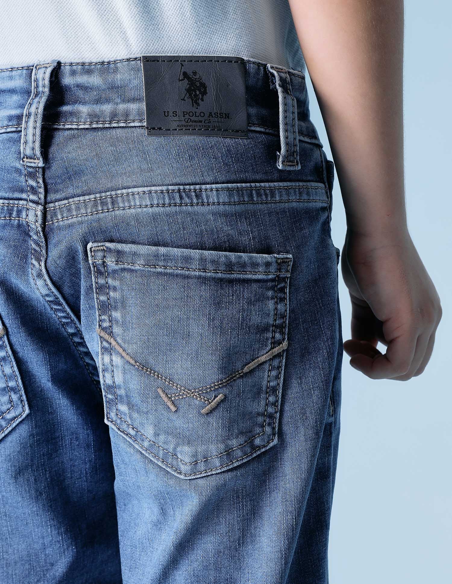 Boys Whiskered Relaxed Fit Jeans Light Indigo - U.S. POLO ASSN. | Large